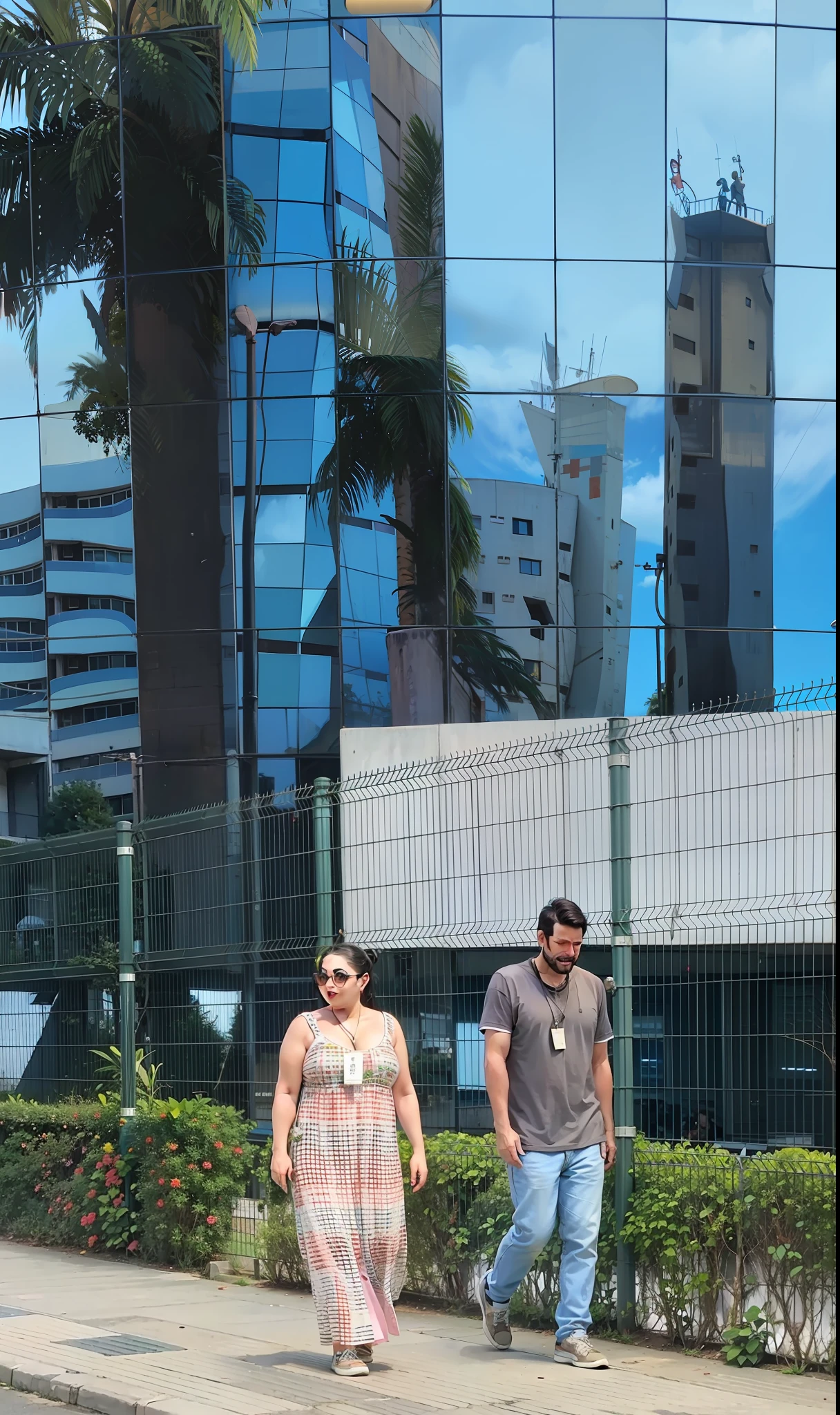 Casal andando dsitraido