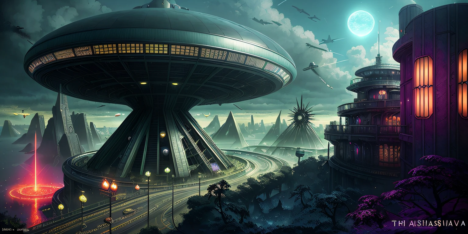 Advanced alien structure, sci-fi, vegetation, abstract, hdr, dark, (grim), heavy atmosphere, (intricate details, hyperdetailed:1.2), cinematic shot