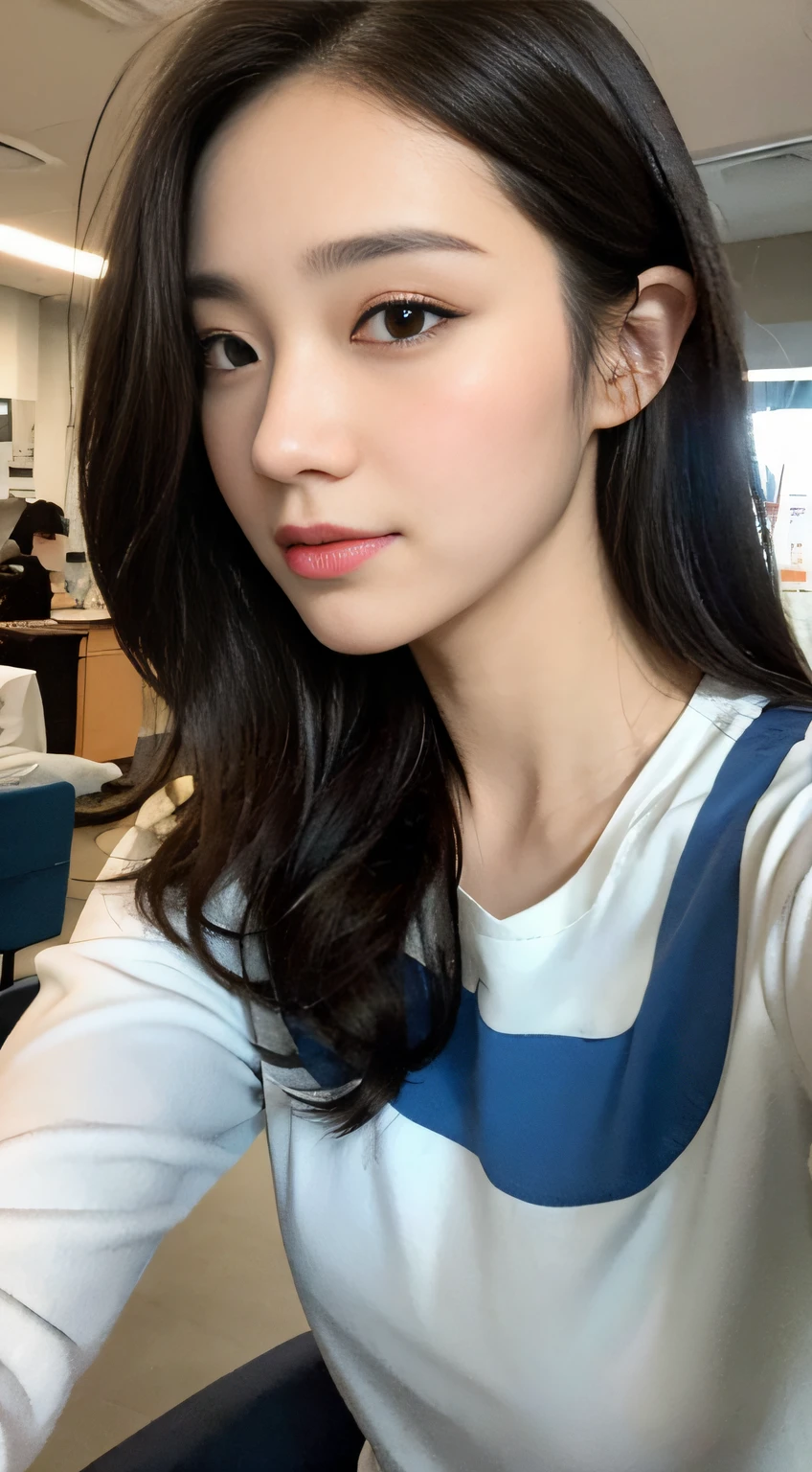 Night interior real lighting】 【Hospital lobby：2.0 大厅 外景 柜台 】 【1girl 护士戴口罩 身材完美的美女 纤细腹肌 翘臀】 【Wear a mask, hat, cap】 【Black hair, dark brown hair, wave head, setback, long hair, layered haircut】 【Ultra-fine face Round face】 【Long eyelashes, solid round eyes, fine eyes, fine eyes, delicate eyes, double eyelids】 【Ear blush】 【Highly detailed face and skin texture Whitening skin】 【Light smile】 【(Short-sleeved shorts half-sleeve clothing nurse clothing】 【超现实主义 阴影 浮雕 立体图 大气透视 8k 超级细节 准确率 最佳质量4k 自然光 最佳质量 逼真灯光 杰作 清晰对焦】