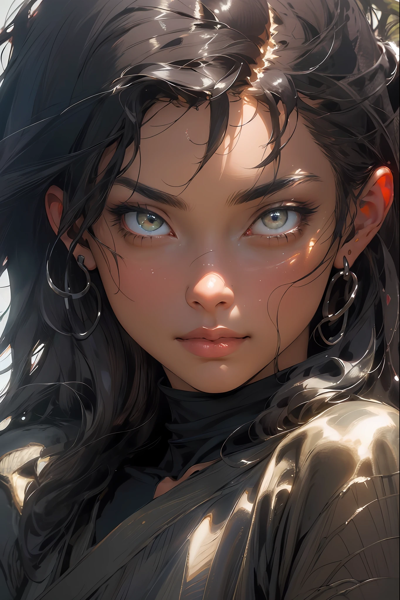 (((masterpiece))), (((best quality))), ((ultra-detailed)), (hyperrealistic), (highly detailed CG illustration), ((an extremely delicate and beautiful)),cinematic light, Create a stunning anime artwork that is currently trending on ArtStation, showcasing exquisite beauty and captivating aesthetics. The art piece should be highly detailed, featuring a compelling character and a visually appealing environment. The character in the artwork is a graceful and enchanting figure, radiating an aura of elegance. Pay close attention to intricate facial features, such as mesmerizing eyes with vibrant colors and delicate shading. The character's clothing should be designed with elaborate patterns, flowing fabrics, and rich textures, reflecting a blend of fantasy and contemporary fashion. Place the character in a captivating environment that enhances the overall appeal of the artwork. It could be a breathtaking natural landscape, a bustling futuristic cityscape, or a mystical realm filled with magical elements. Incorporate vibrant colors, dynamic lighting, and detailed background elements to create a sense of depth and immersion. Consider the latest trends in anime art, such as incorporating unique lighting effects, exploring creative composition techniques, or experimenting with unconventional color palettes. Take inspiration from the top artists on ArtStation and their exceptional execution of various art styles and themes. Camera: Choose an angle that highlights the character's beauty and the immersive environment. Lighting: Utilize atmospheric lighting techniques to create depth and mood. Resolution: Aim for a high-resolution artwork to showcase intricate details and clarity. Art Inspirations: Seek inspiration from the trending artists on ArtStation, exploring different styles, genres, and themes.
