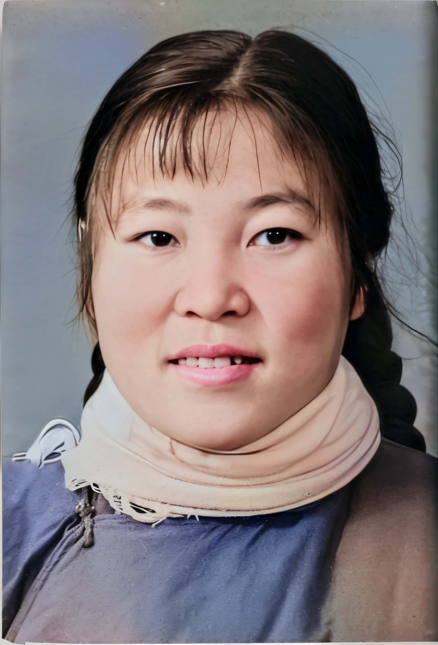 arafed woman with a neck brace and a blue shirt, xue han, qiu fang, pengzhen zhang, wenfei ye, a young asian woman, photo of a woman, zhelong xu, zhuoxin ye, xiaofan zhang, south east asian with round face, jiyun chae, yuxiang chen, chengwei pan