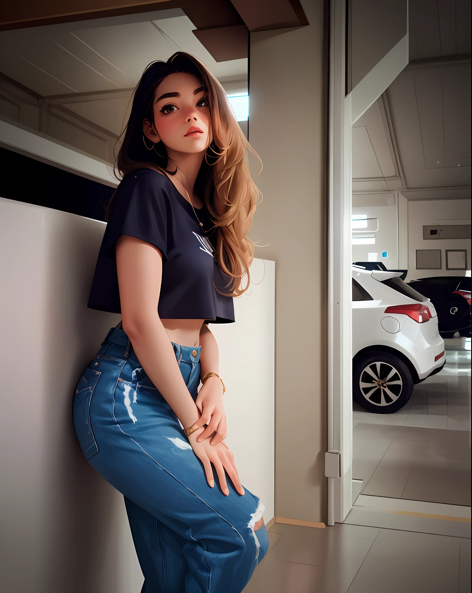 hyperrealistic photo, beautiful girl model in beachwear, photo on iphone 14 in mirror, long dark hair, cozy bright room :: film grain, Kodak portra 800, f1.8, golden hour
