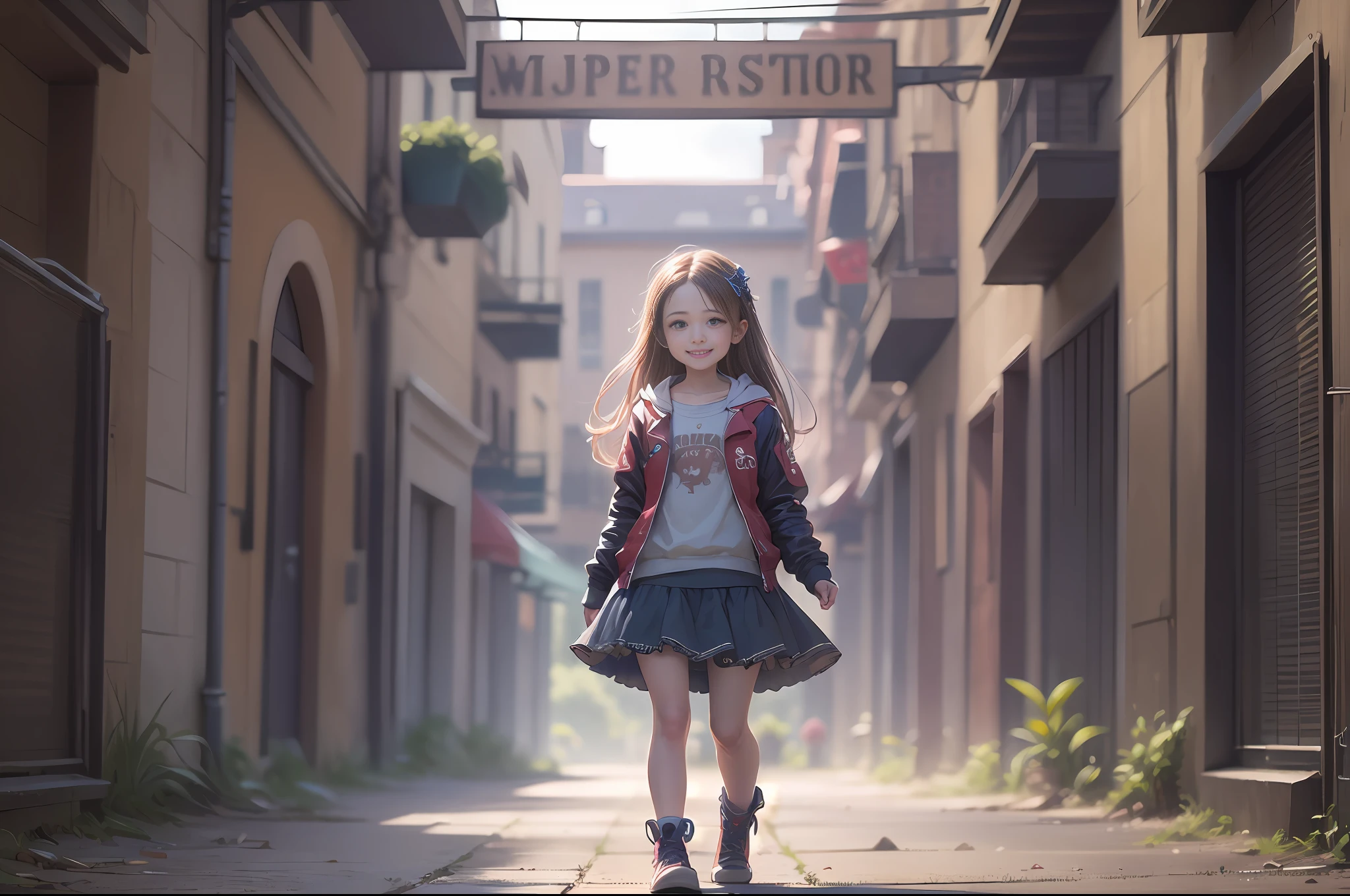 (masterpiece, top quality: 1.2), super detailed, cinematic lighting, HDR, girl playing with monsters, slim full body, cute, smile, ,