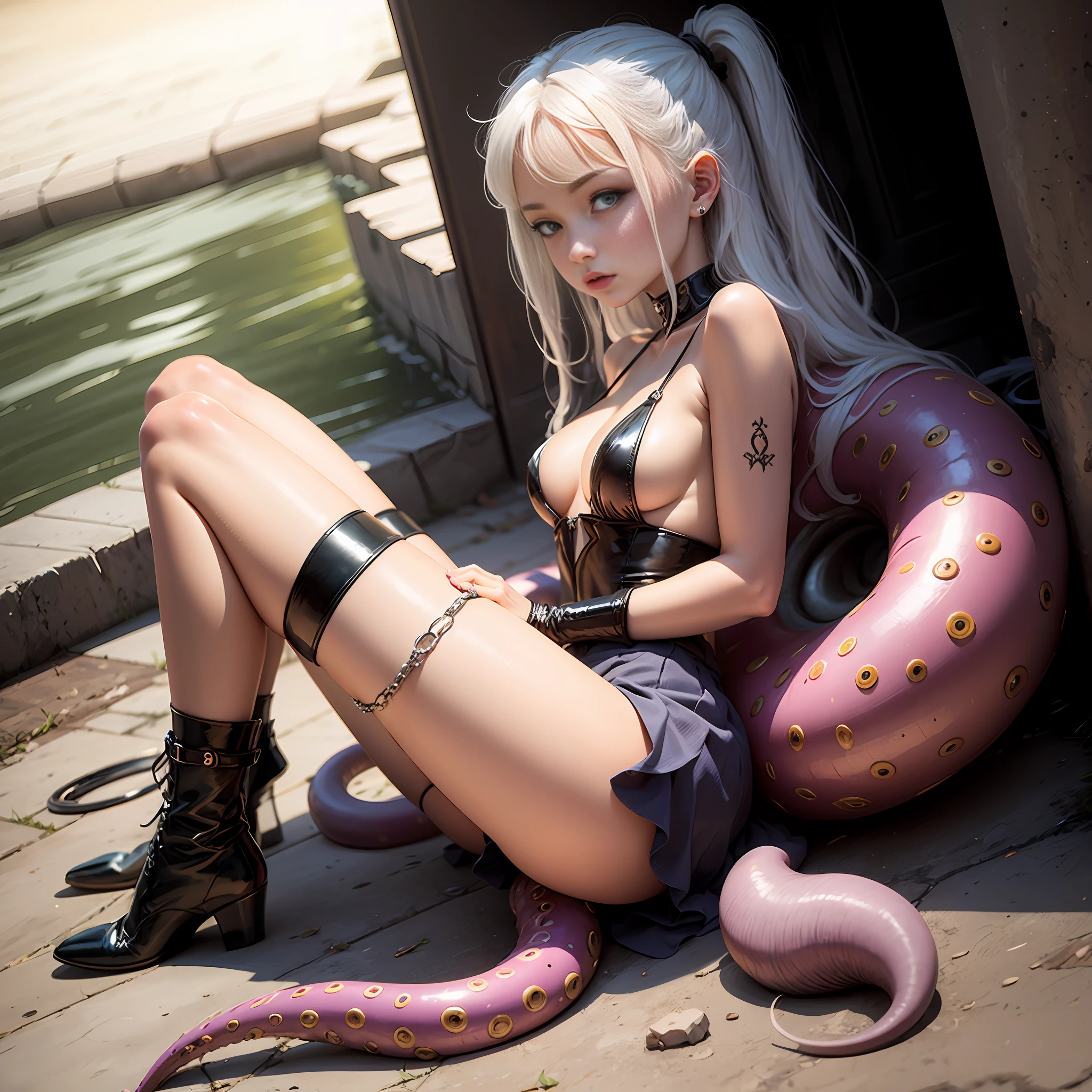 white silk stocking，，sewer，tentaculata，teared apart，