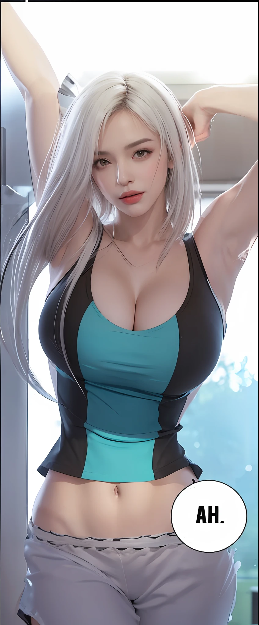 a girl in the reverse world chapter 1 page 2, tifa lockhart with white hair, seductive girl, tifa lockhart, muscular!, woman, chun li at the gym, female character, seductive tifa lockhart portrait, revealing clothes, ashe, beautiful alluring woman, tifa, beautiful woman, attractive girl