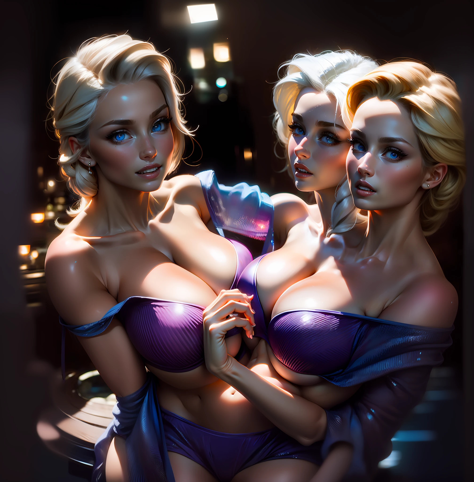 beautiful lighting, top quality, cinematic fashion still (charming elsa jean , 19 years young ) , playing in the water in a texas swimming pool, (wearing a small tight and ultra thin 2 piece swim suit), (perky-nipples outlined), (perfect pink-pussy-outline) (all wet) , dark atmosphere, toned body, beautiful slim , fit ,sexy woman, open mouth, )perfect hands , perfect fingers , perfect teeth) bright blue eyes , big, light blonde hair color , tiny micro skirt, , big clevage , beautiful woman in perfect figure, ((big breasts)), big, slender abs, very detailed face and skin texture, detailed eyes, double eyelids, perfect anatomy body proportions , hd , hdr , nikon z9 80mm lens , masterpiece