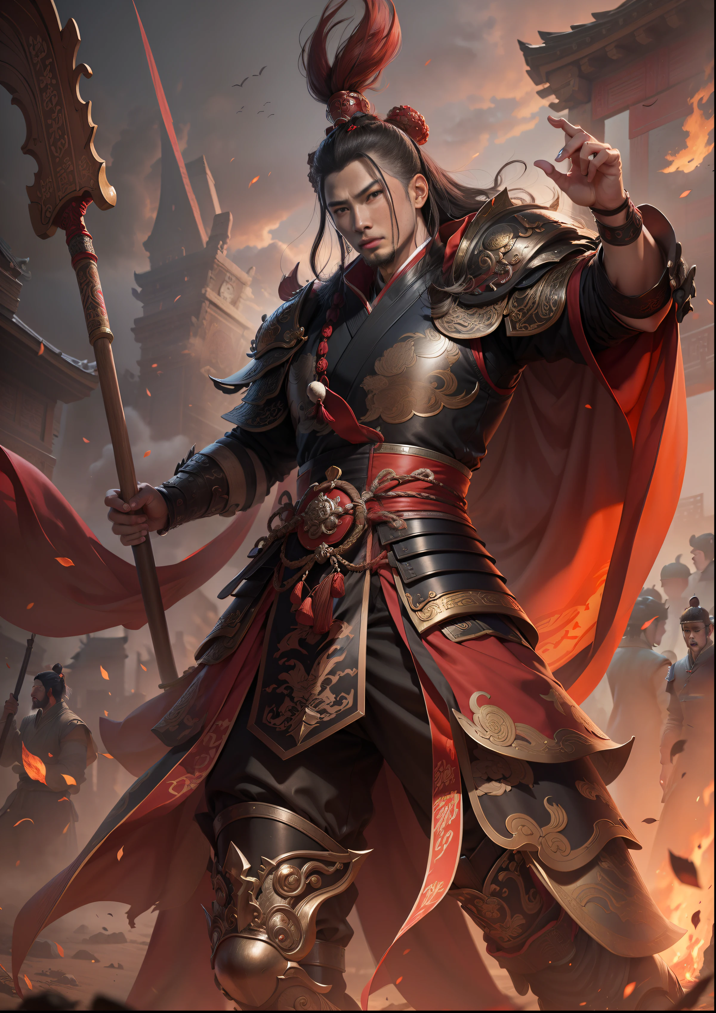The image of Lü Bu in the Romance of the Three Kingdoms，Meisterwerk，High quality，Highresolution，， --auto