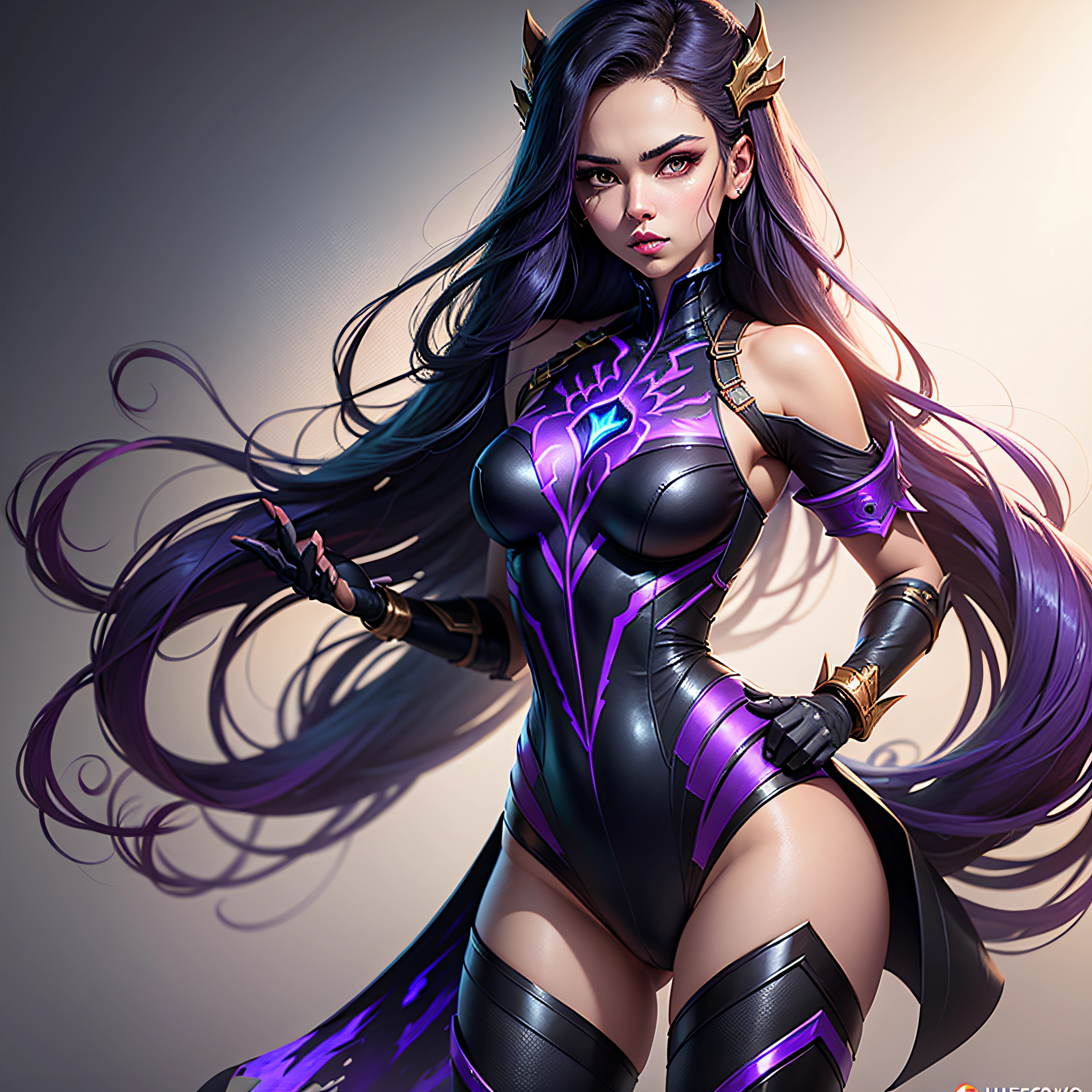 Kai'sa, league of legends, buraco negro no fundo, roupa roxa, calcinha apertada, 1 garota, extremamente detalhado, alta qualidade, 8k, wallpaper, --auto