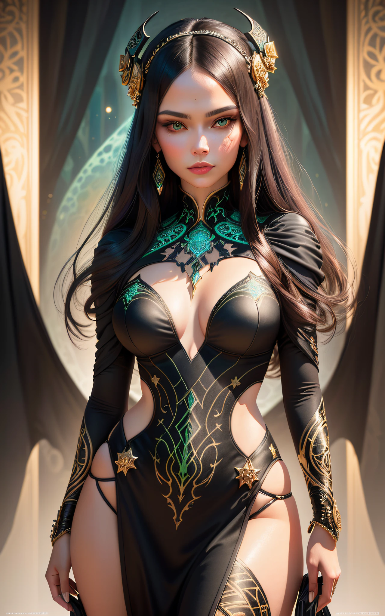 ((Goddess of death with dragon wings on her back, muy sexy)), Flying from a burning volcano and on the slope of the volcano spirits moaning mercy, fondo nubes rojas y estrellas rojas brillantes, (((cuerpo completo)))