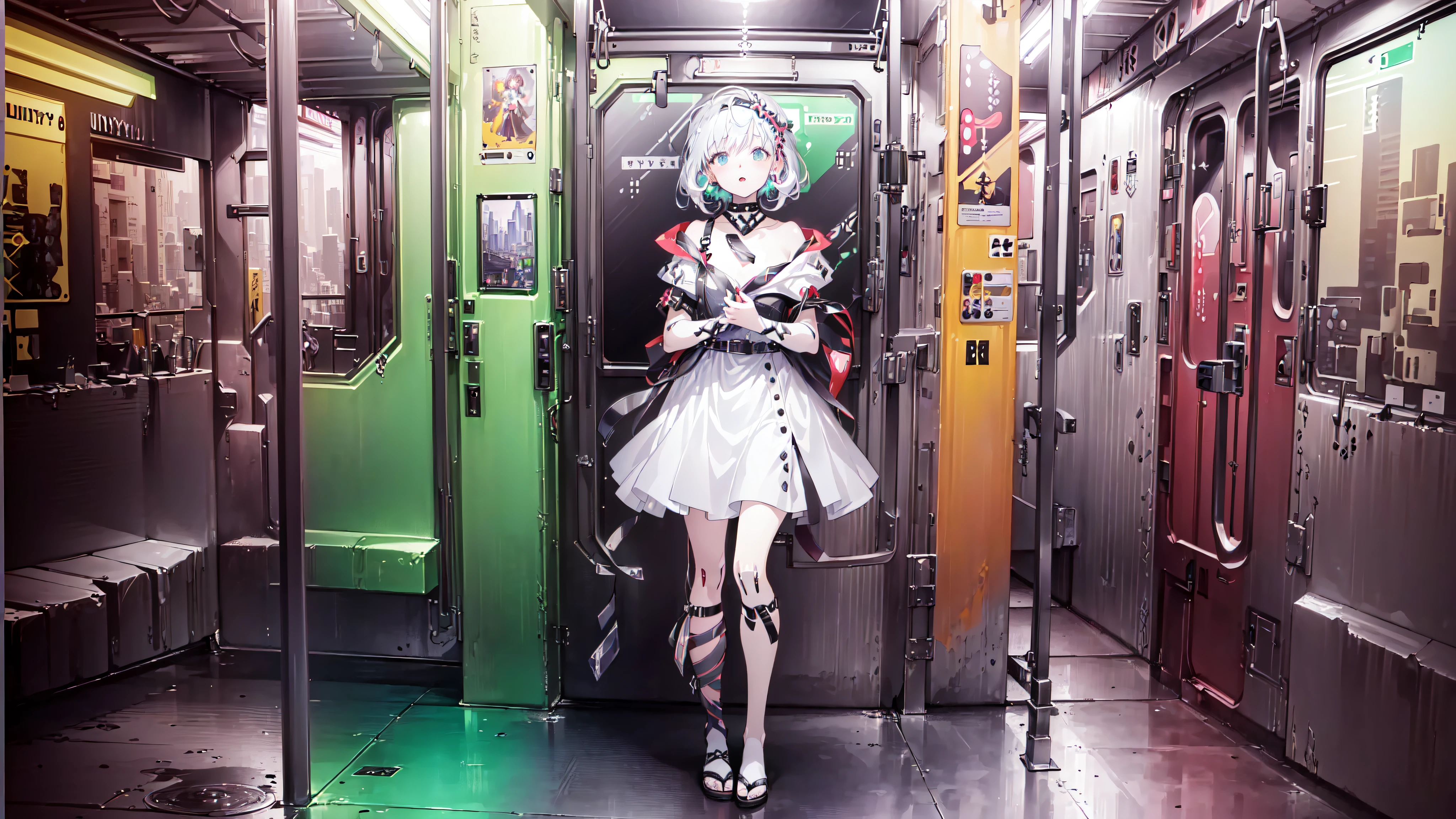 (masterpiece,best quality,official art,extremely detailed CG unity 8k wallpaper:1.8),(city,metro,1girl,bishojo:1.6)