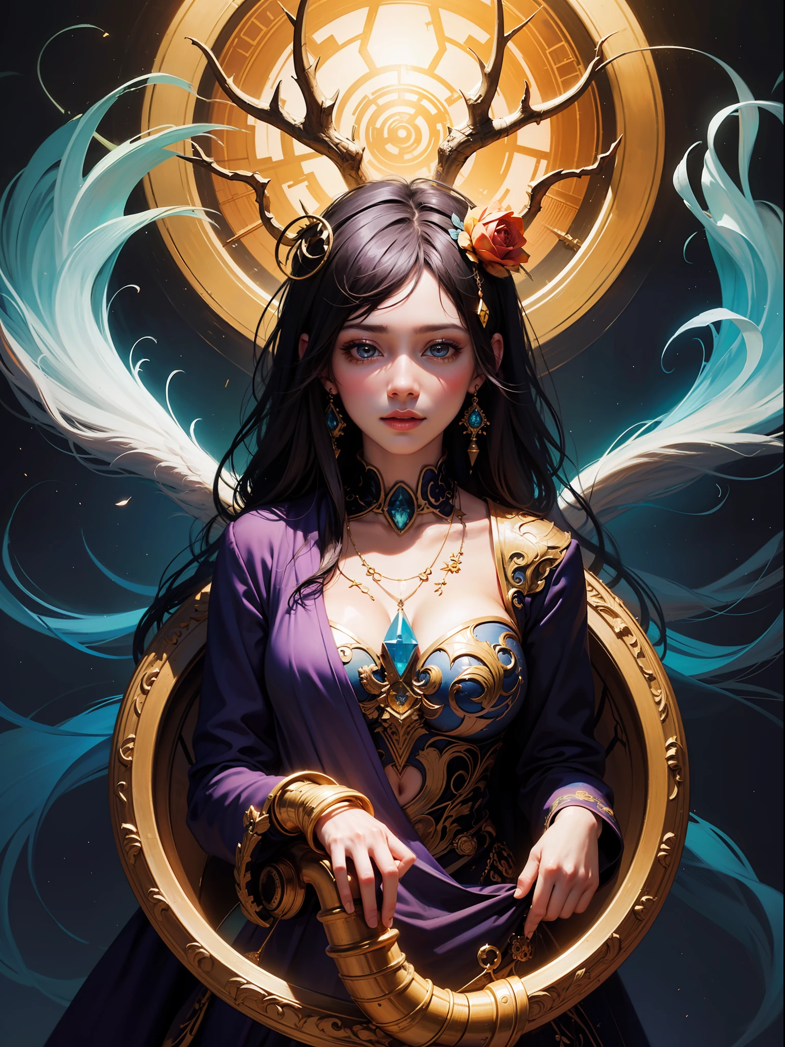 COLORFUL,Master composition,Focus on key people, photorealistc,Meisterwerk, prize winning-winning, best quarity, Meisterwerk, Hyper detailed, 8K, 极其详细的 CG Unity 8k 壁纸, sophisticated, highly detailded, (((lifelike))),"Psychedelic painting of a staghorn octopus standing in front of a colorful swirl,Fractal tentacles,Large antlers ,Detailed scales,Smooth and shiny colored skin",Background of many filled gemstones,Wheels within wheels,Very Detail,light and shadow,wavy,Many-layered,foreground、far view、fractal thunder dan mumford,Dammford and Alex grey style,Psychedelic surrealist art,Surrealist psychedelic design,dream art style,Illusion psychedelic art,Infinite psychedelic waves,inspired by Cyril Rolando (Cyril Rolando),Authentic ripple structure,psychedelic art style,psychedelic art,psychedelic illustration,zentangle,Mandala,colourised,(lifelike:1.4),