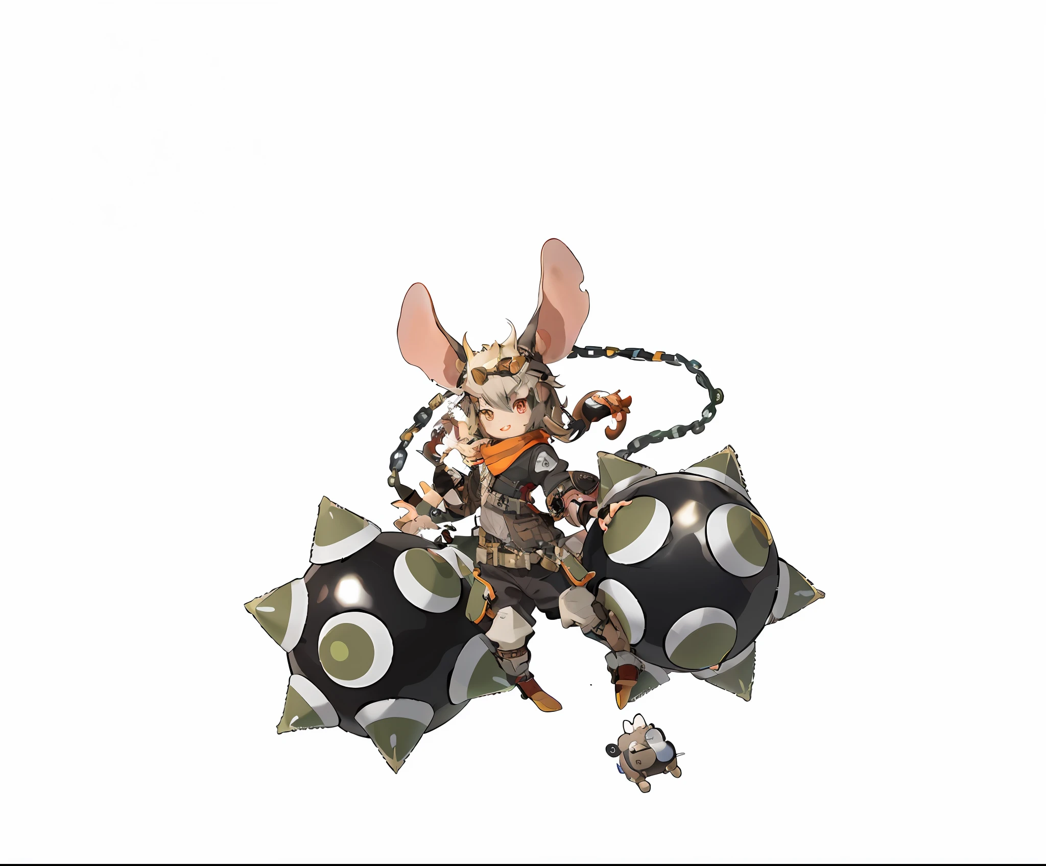 anime character with a chain and a ball on a white background, rat kind mecha, maplestory mouse, steampunk rat, fairies、, 3 d render official art, man riding a giant mouse, cute elaborate epic robot, is evil gremlin, cyborg mouse, rat king, steampunk robot ant, cyberpunk mouse folk engineer, character art of maple story, goblin chainwalker