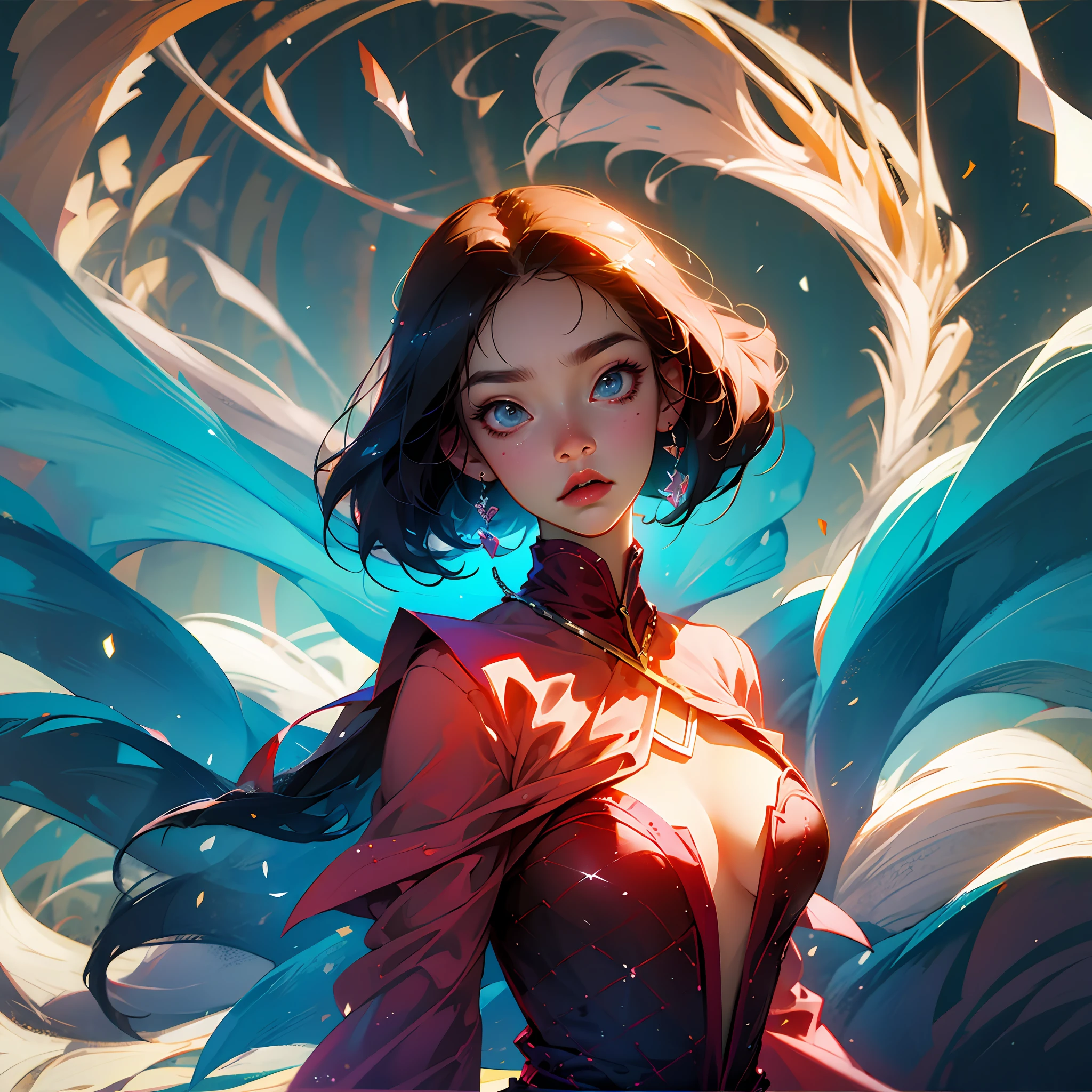 Girl,Large chest, anime, pose junp --auto