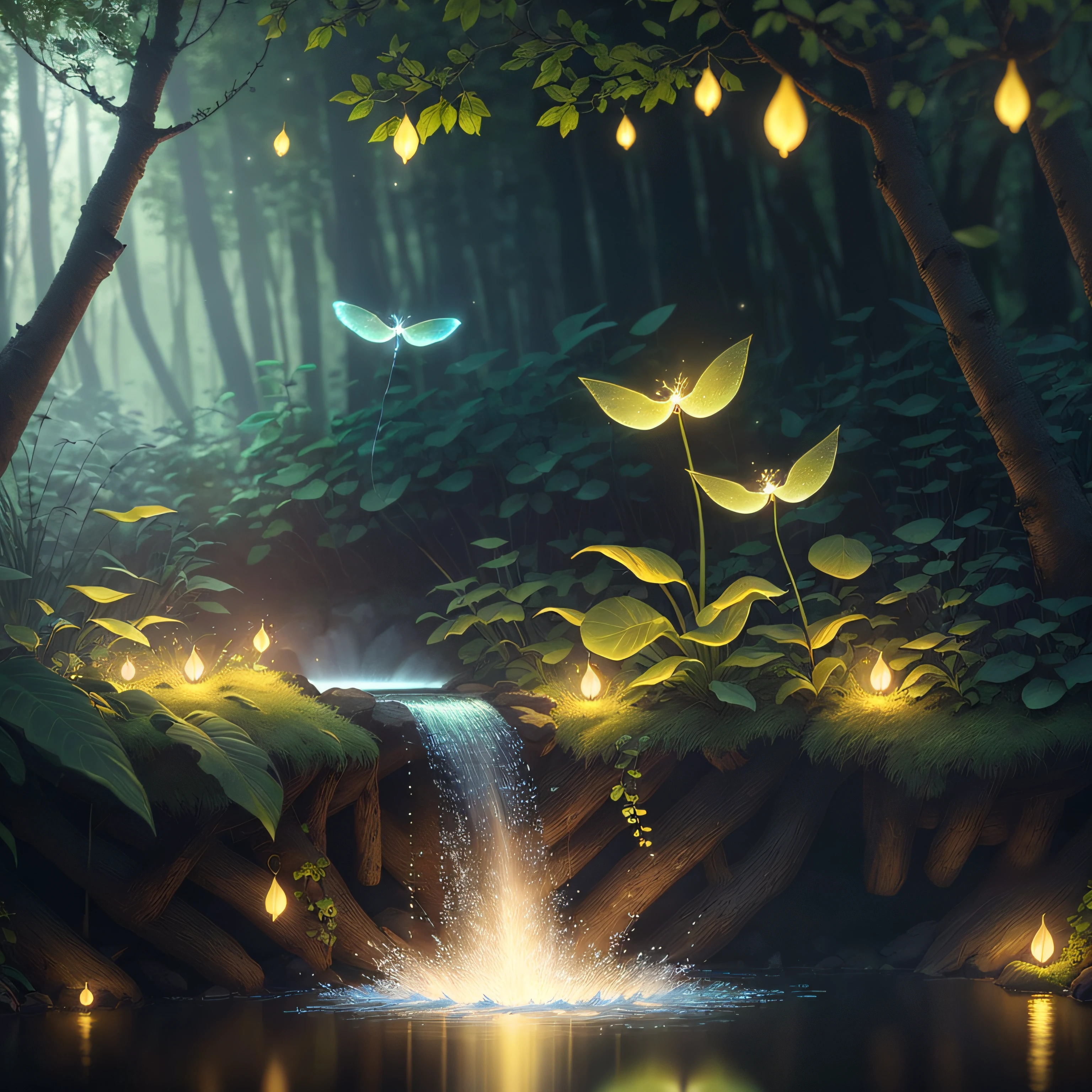 "I just need the nature of this product（非常详细的CG制作的8K壁纸），There may be a light effect in the nature theme，Such as a beautiful forest、Surrounded by flowers、Delicate leaves and branches，There are even firefly particle effects。" --auto