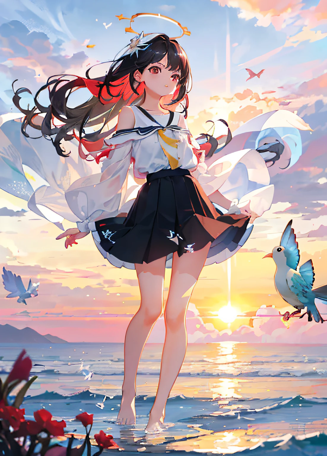 Poster making, Children's Day, in the amusement park, a girl holding a balloon, happy, jumping, happy --v 6