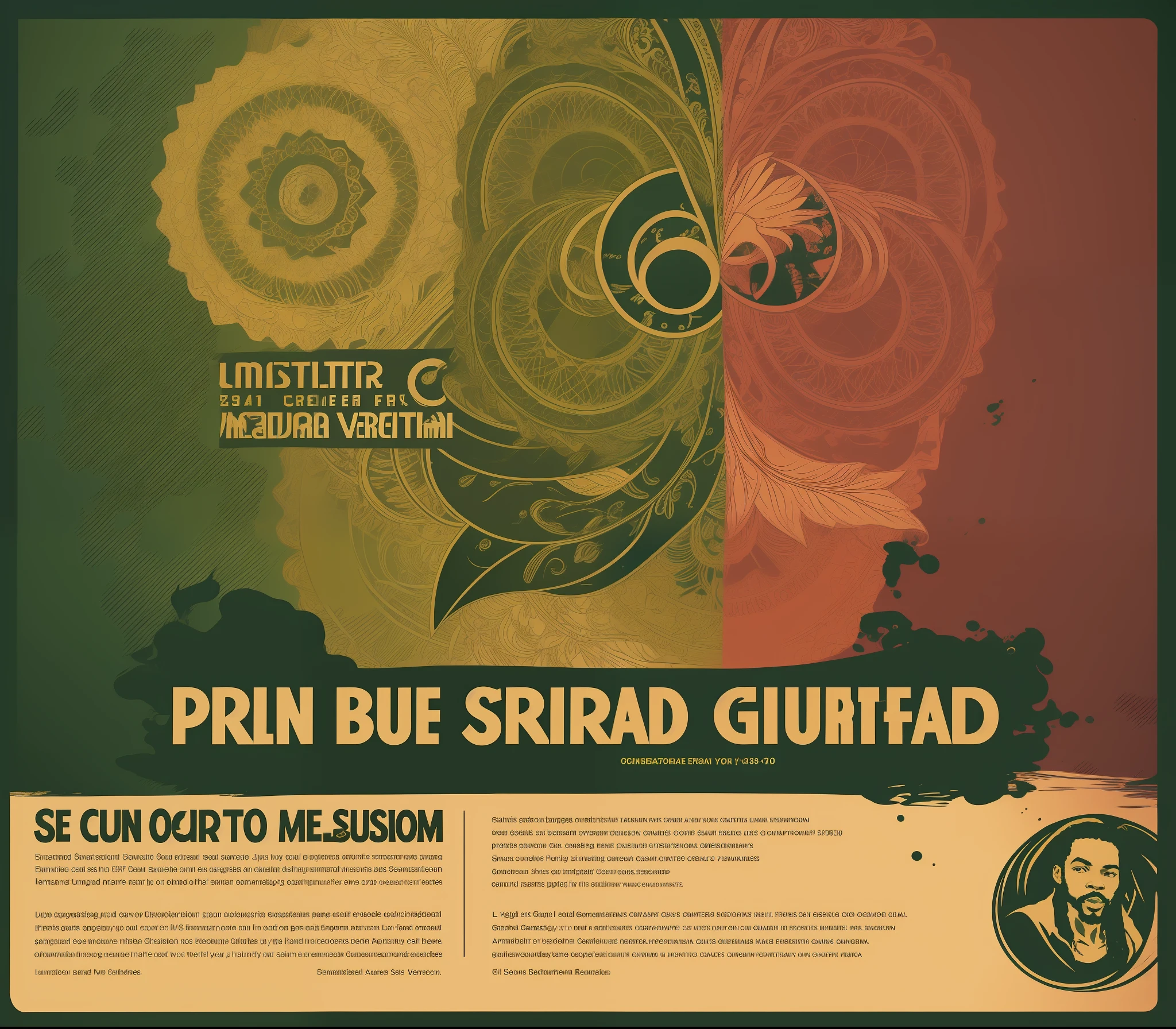flyer estilo rastafari, fundo grunge, vermelho, amarelo, verde, preto