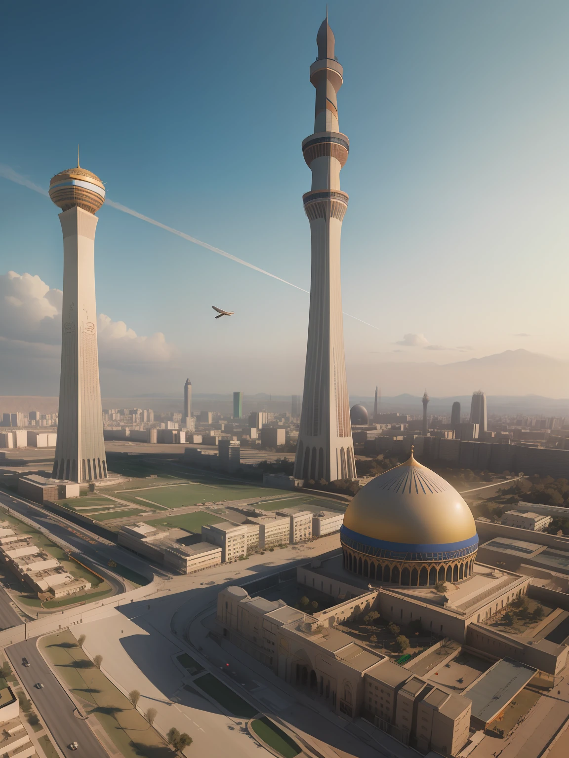 Iran country, Azadi Tower, Tehean,  Human POV, realistic , octane render