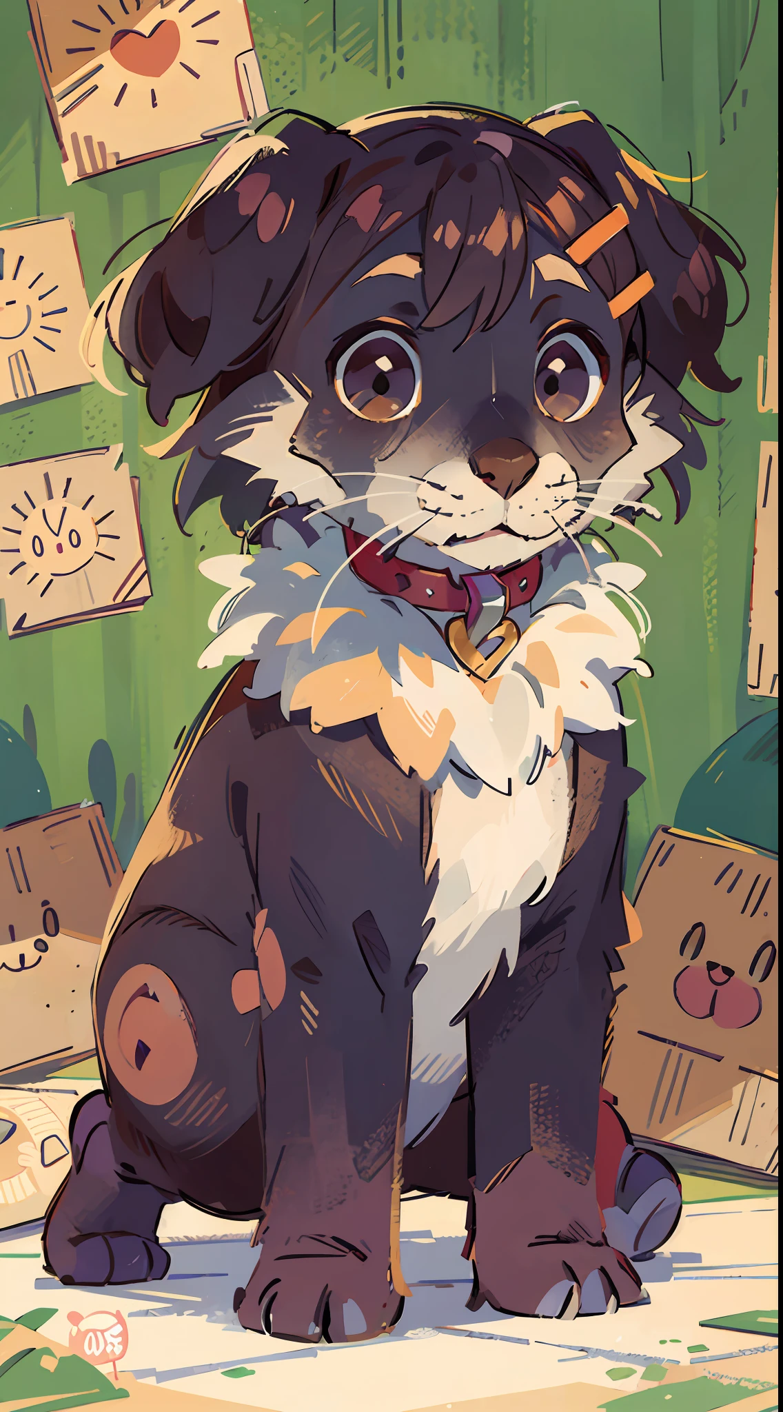 (Masterpiece, best quality), 8k, a cute puppy, no background