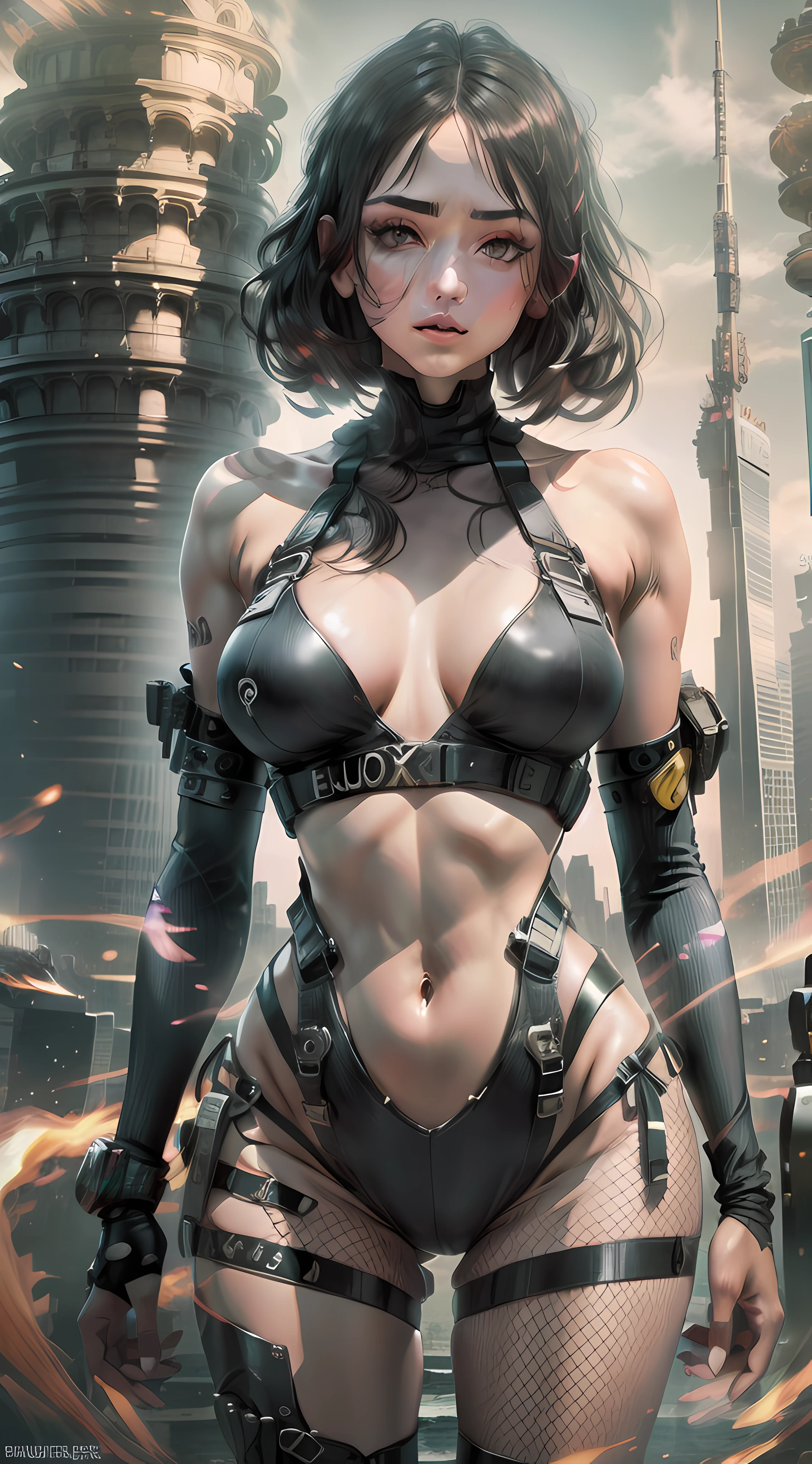 Menina, cabelo preto, olhos dourados, menina de vestido, vestido curto, vestido transparente, cancilha desgrenhada, peito pequeno, peitos perfeitos, peitos extremamente detalhado, peito empinado, fisico perfeito, pernas finas, corpo perfeito, bunda perfeita, average ass, cintura fina, pernas finas, quadril largo, HDR (High Dynamic Range), maquiagem digital, melhor qualidade, perfection, 8k, natural light lighting, qualidade de sombra muito detalhada, pearl illusion, cor doce, Cyberpunk, Maximum Clarity and Sharpness, Texturas multicamadas.