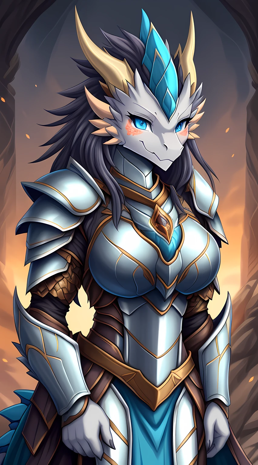 anime - imagem estilo de uma mulher cavaleiro, anthro dragon art, dragon inspired armor, dragon armor, dragon queen, fantasy inspired dragon armor, realista, draconic looking armor, epic fantasy art style, dragon scale armor, the dragon girl portrait, epic fantasy digital art style