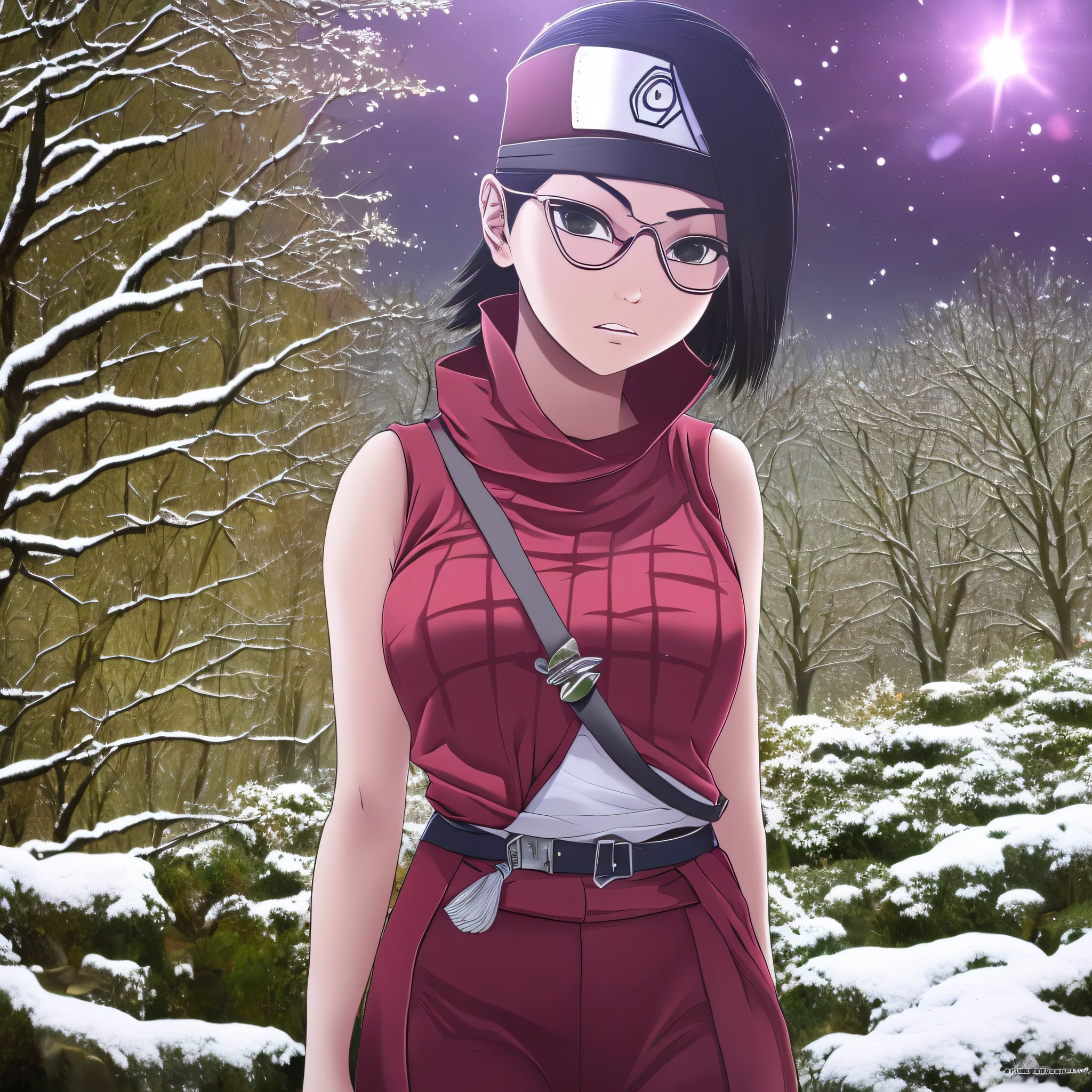 sarada uchiha ultra realistic 8k cg, obra prima, ((fundo ultra detalhado, delicate pattern, detalhe intrincado)), (altamente detalhada, detalhes finos), best qualidade, (fotorrealista ,beautiful lighting, absurdos, Foto RAW, film grain, ((sarada uchiha, ****** magra)), Tashigi, 1girl, Sozinho, cabelos pret, vidros, Epaulettes, arma, katana, Luvas Suzanoo , boca aberta cum, cabelos azul, cabelo longo, pants, casaco, camisa, olhos cor castanha, Estampa floral, (complex detailed background, ambiente de natureza nevada, neve, dia, ensolarado),((****** magra, sarada uchiha)),