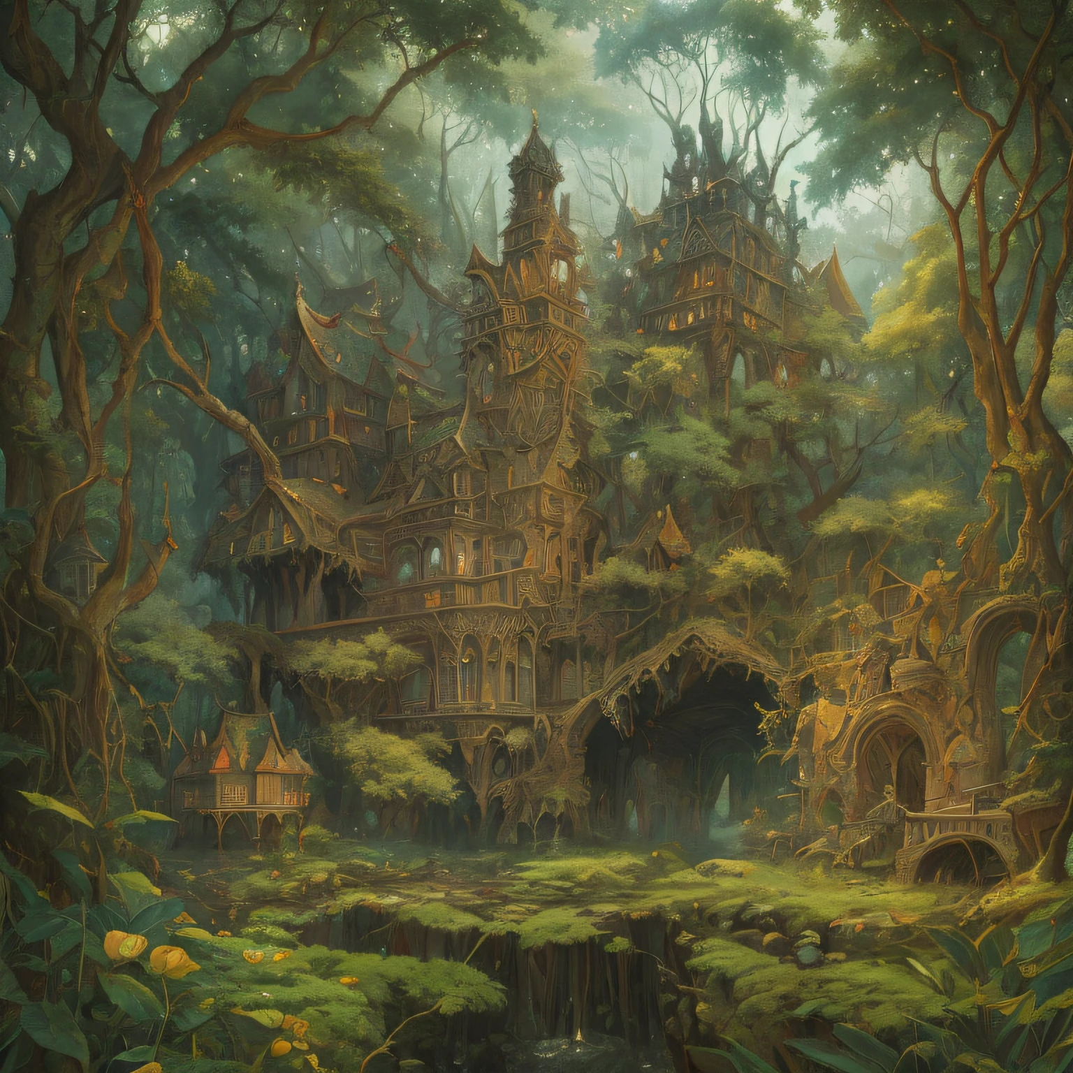 Fantastic forest, crazy details, intricate details, super detailed, gothic, James Jean, fractals, intricate backgrounds --auto