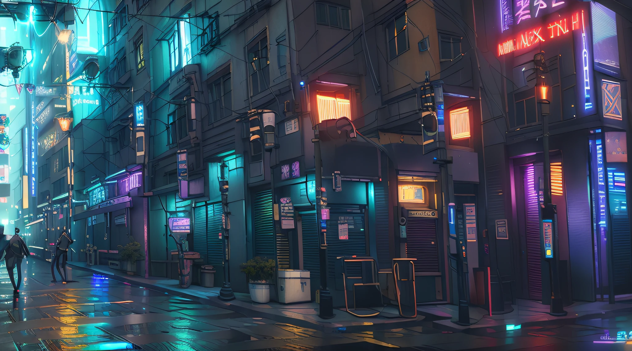 there is a robot with glowing eyes standing in a dark city, wojtek fus, death + robots series of netflix, by Ludwik Konarzewski, key art, epic sci - fi character art, epic sci-fi character art, cg art, epic scifi character art, beeple and tim hildebrandt, sci-fi digital art illustration,scifi city only black blue light blue colors, only blue colors and black, hyperealism