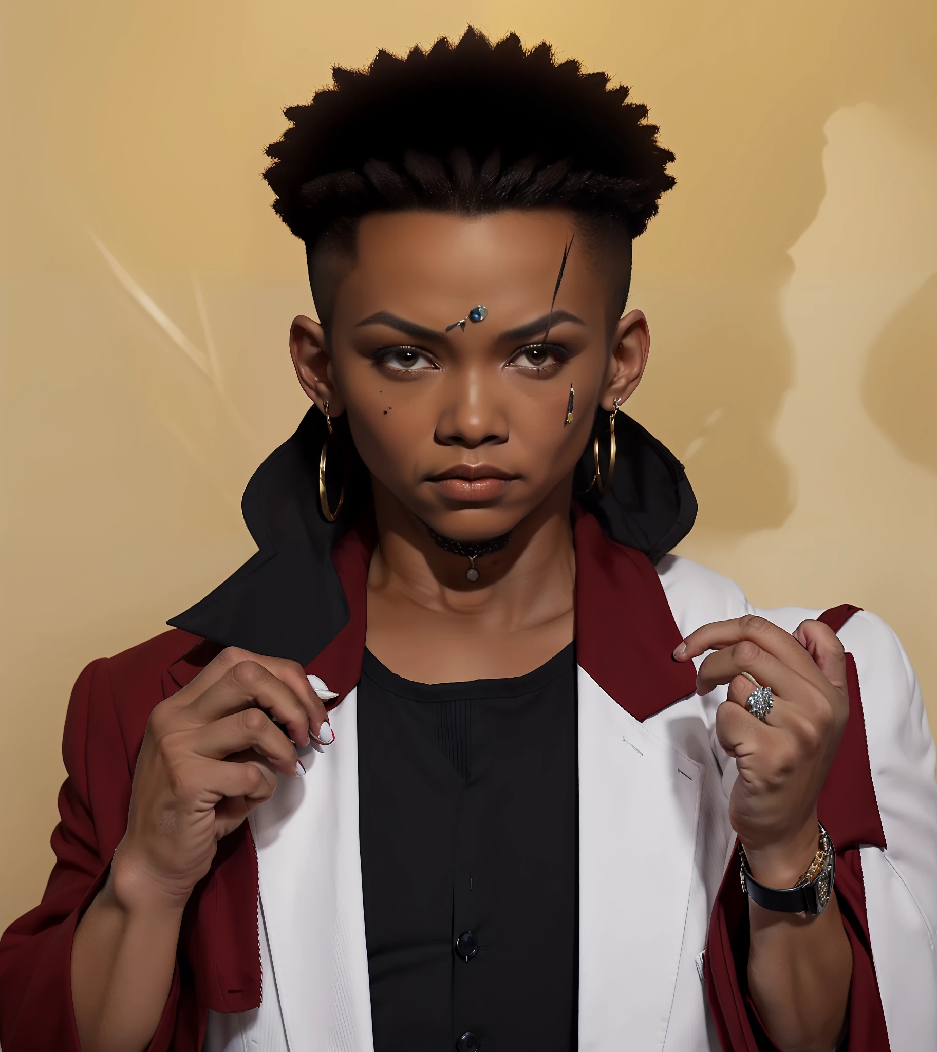((sinta-Turn out like a real mob boss in an elegant white suit with red accents.)))