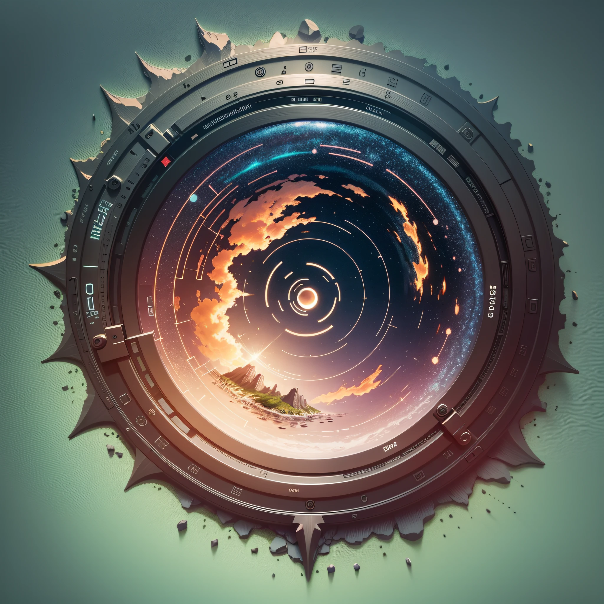 UI frame design using element of photography, nature, wildlife, astrophotography, ocean, best quality, 8k unit wallpaper CG extremely detailed, best quality, best illustration, best shadow, a masterpiece, the frame is projected in a circle --auto --s2