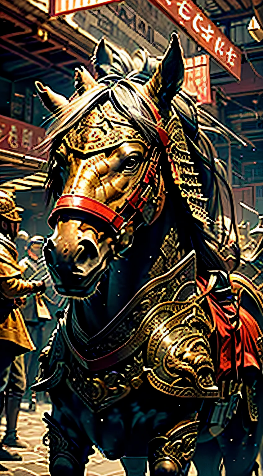 ((master masterpiece,))), (((best quarity))), ((The ultra-detailded)), (The ultra-Realistically), (highly detailed CG illustrations), cinematic light, photorealistic, extremely beautiful girl, light makeup, big Chest, intricate anda detailed, red cape, length spear, (mounted on a horse)