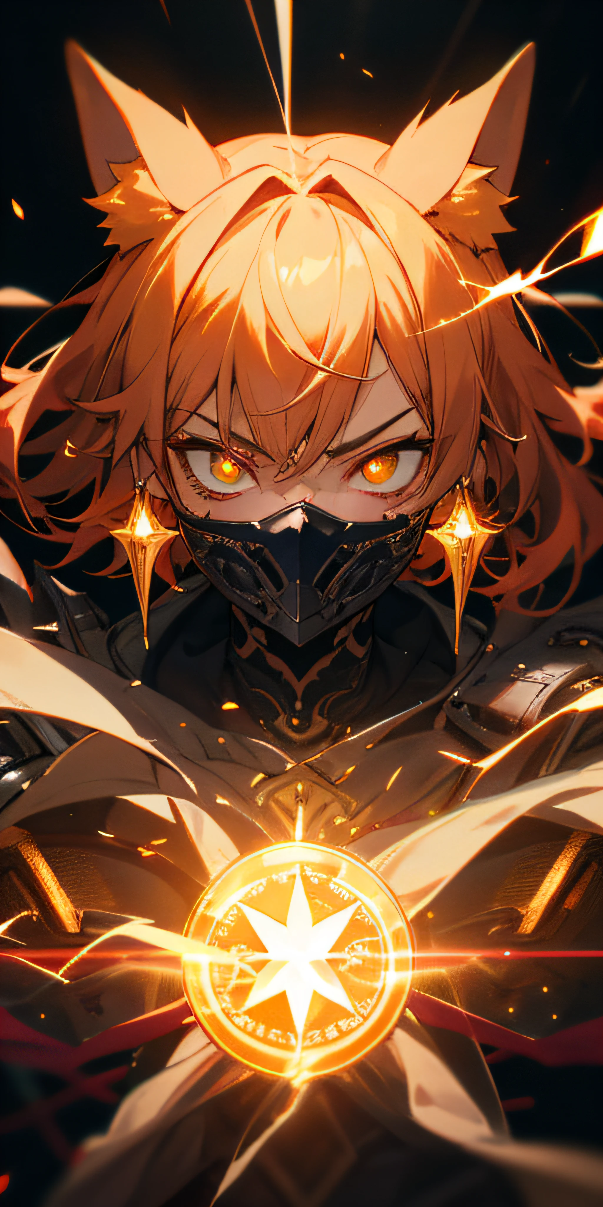 Masterpiece Anime Robot beutiful flower ice skin golem cat girl magic, aesthetic_eyes, detailed eyes, demon horn, mask, wings, glowing, random fantasy hair, multicolored hair, body detailed, random very angry face, detailed face, Saenyo Ancalagon Anthropomorphic majestic Guardian | Portrait | finely detailed obsidian and Diamond armor | cinematic lighting | intricate filigree metal design | 8k | unreal engine | octane render | ahegao, detailed face, highly detailed, fantasy background, blush, cat_ears_earrings hair_ornament highres jewelry triple_earring, detailed all, solo, fightning stance, magic circle, electrification, lightning effect, ray tracing, detailed all, show your ability A.I, 4K Ultra HD. add face mask, add fullface mask, mouth and nose covered by mask, glowing eyes, amber hair, particle glowing, 4K Wallpaper,