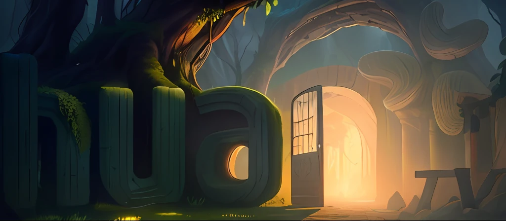 (Masterpiece), (best quarity) digital paintting,A jungle trail leads to a vertical cliff,Rise from the jungle floor,There is a door inside, Created in Unreal Engine,Achieve surreal results. The fantasy atmosphere is heightened with cinematic lighting, adding a sense of darkness and mystery