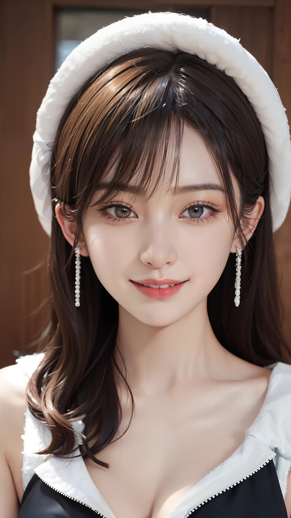 Masterpiece, Best Quality, Portrait of 1girl,Korean woman,(Masterpiece, Pretty person,Polluted smile),Virtual YouTube,Detailed skin texture, Detailed cloth texture, Beautifully detailed face, Masterpiece, Clavicle,