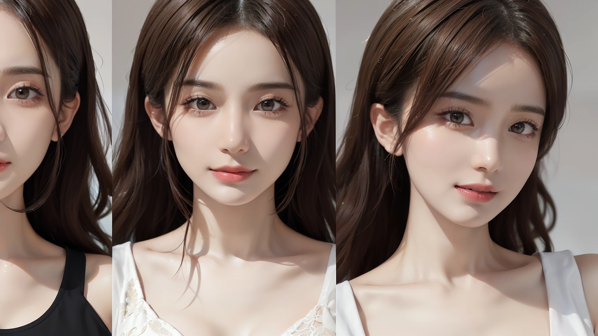 Masterpiece, Best Quality, Portrait of 1girl,Korean woman,(Masterpiece, Pretty person,Polluted smile),Virtual YouTube,Detailed skin texture, Detailed cloth texture, Beautifully detailed face, Masterpiece, Clavicle,