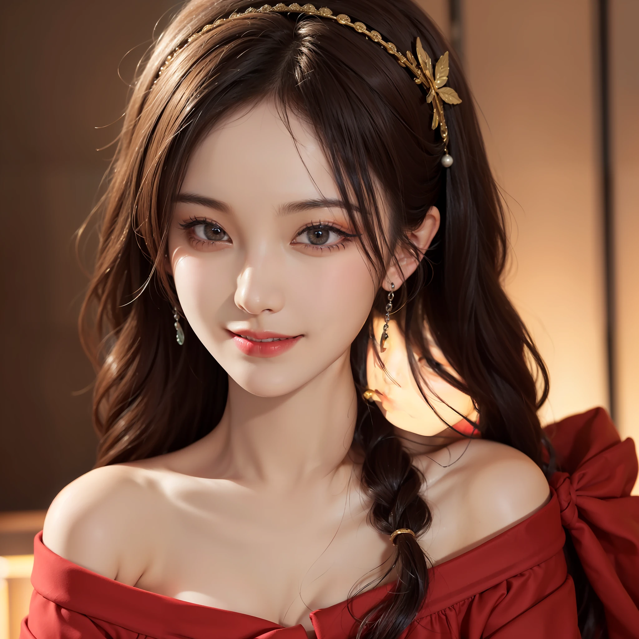 Masterpiece, Best Quality, Portrait of 1girl,Korean woman,(Masterpiece, Pretty person,Polluted smile),Virtual YouTube,Detailed skin texture, Detailed cloth texture, Beautifully detailed face, Masterpiece, Clavicle,