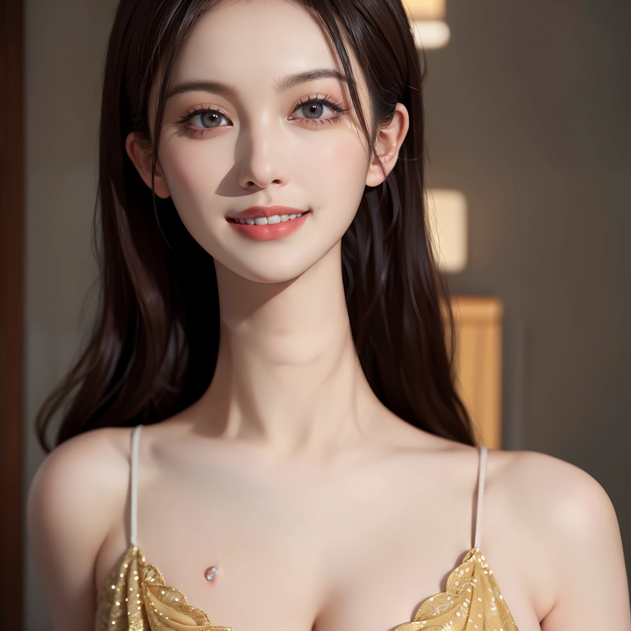 Masterpiece, Best Quality, Portrait of 1girl,Korean woman,(Masterpiece, Pretty person,Polluted smile),Virtual YouTube,Detailed skin texture, Detailed cloth texture, Beautifully detailed face, Masterpiece, Clavicle,