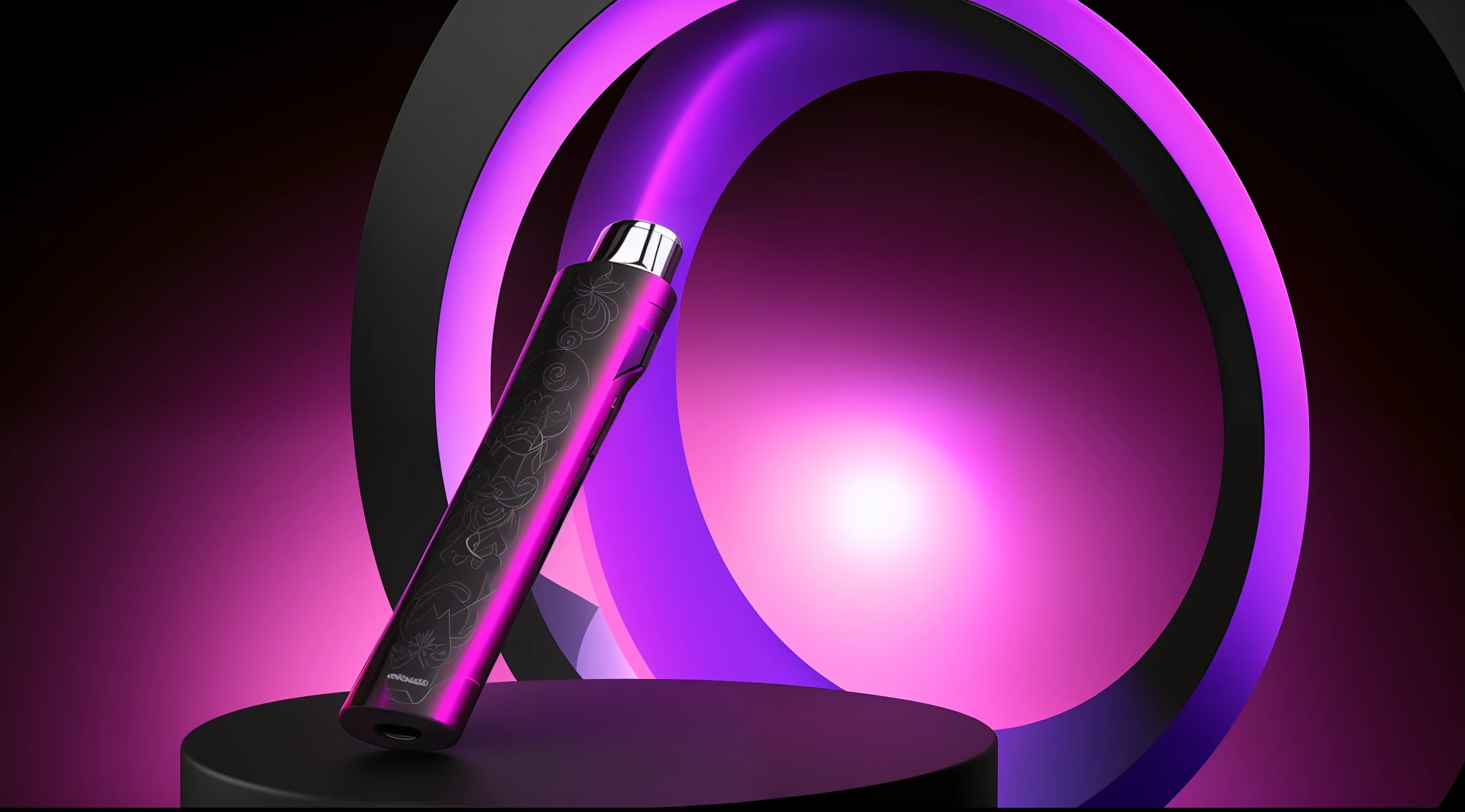 There is an e-cigarette with purple pearl paint，Place on top of a black object, high quality topical render, art render，Rejuvenating appearance color，Smooth appearance，Simplicity，The shape does not change --auto