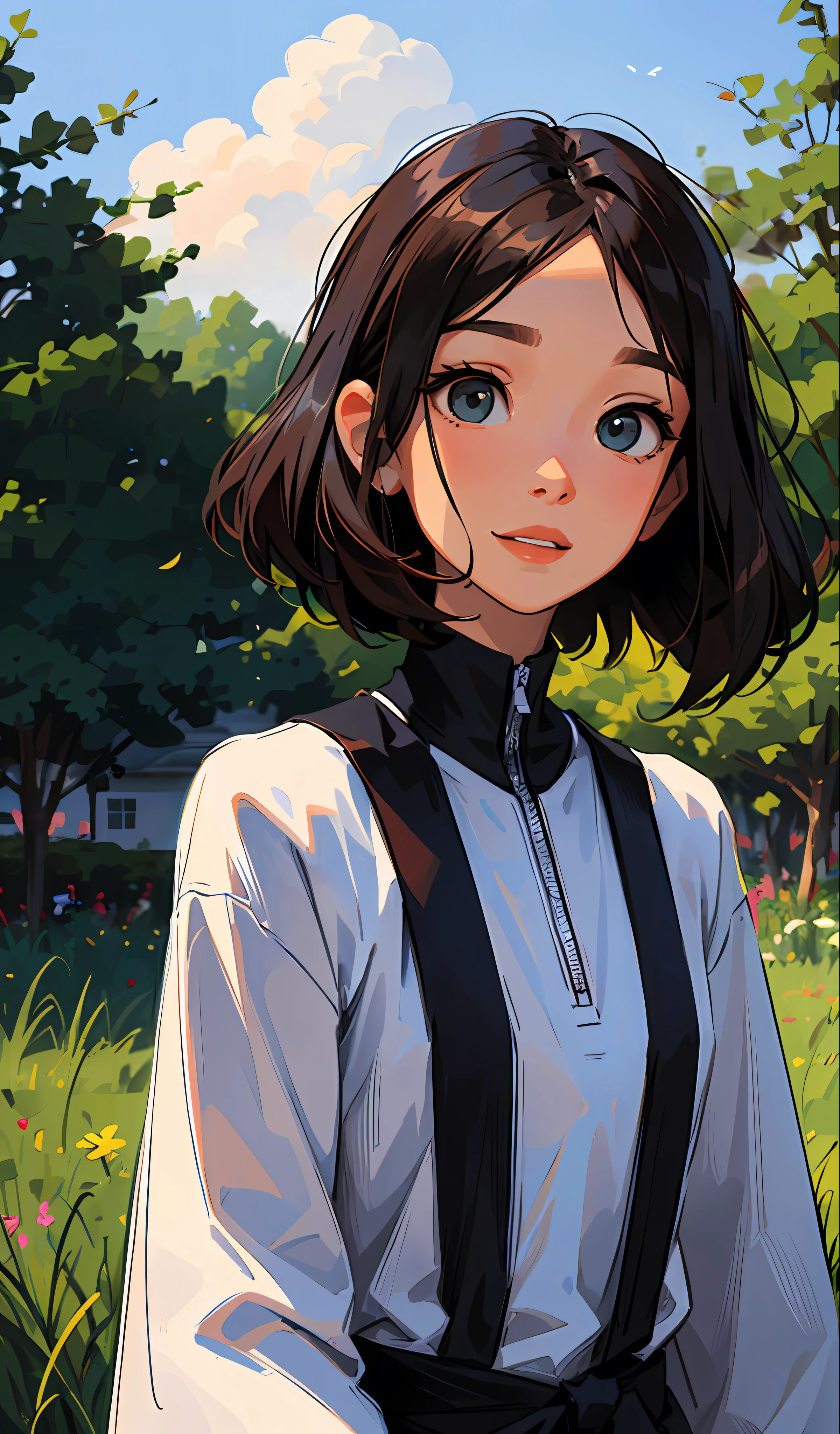 obra-antes, 1girl, (corpo inteiro), cabelos multicoloridos, ornamento de cabelo da nota musical, heart-olhos em forma, sorriso leve, Ghibli-como cores, Ghibli-como cores, Ghibli-como cores, cinematic lighting, profundidade de campo, scharacter chart, Largo-Angle, Funciona antes, Funciona antes, anatomicamente correto, pele texturizada, super detalhe, de alta qualidade, Premiado, Alto, best qualidade, 8k