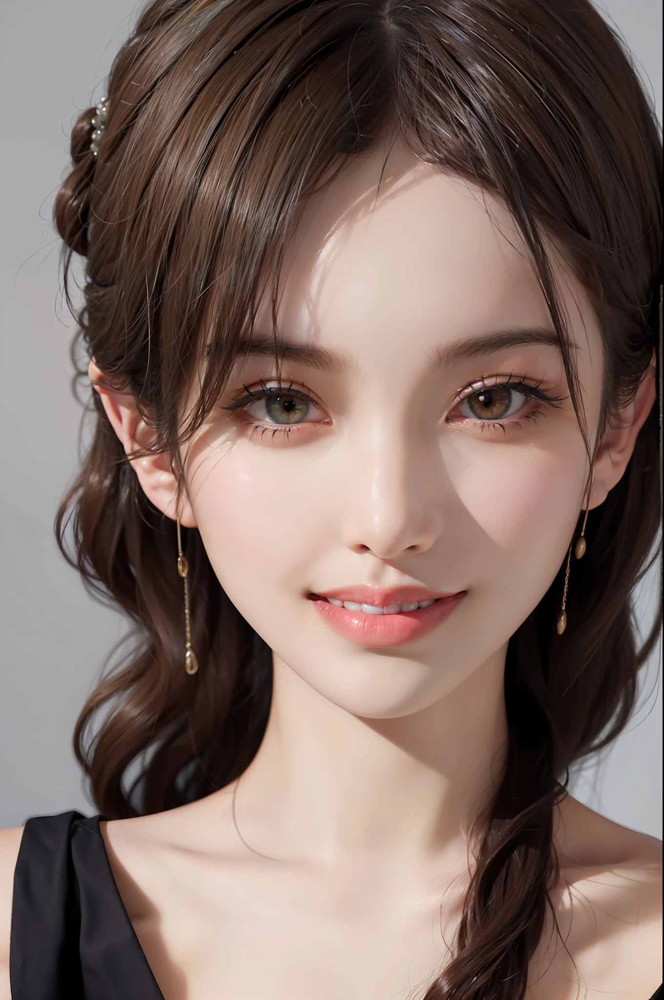Masterpiece, Best Quality, Portrait of 1girl,Korean woman,(Masterpiece, Pretty person,Polluted smile),Virtual YouTube,Detailed skin texture, Detailed cloth texture, Beautifully detailed face, Masterpiece, Clavicle,