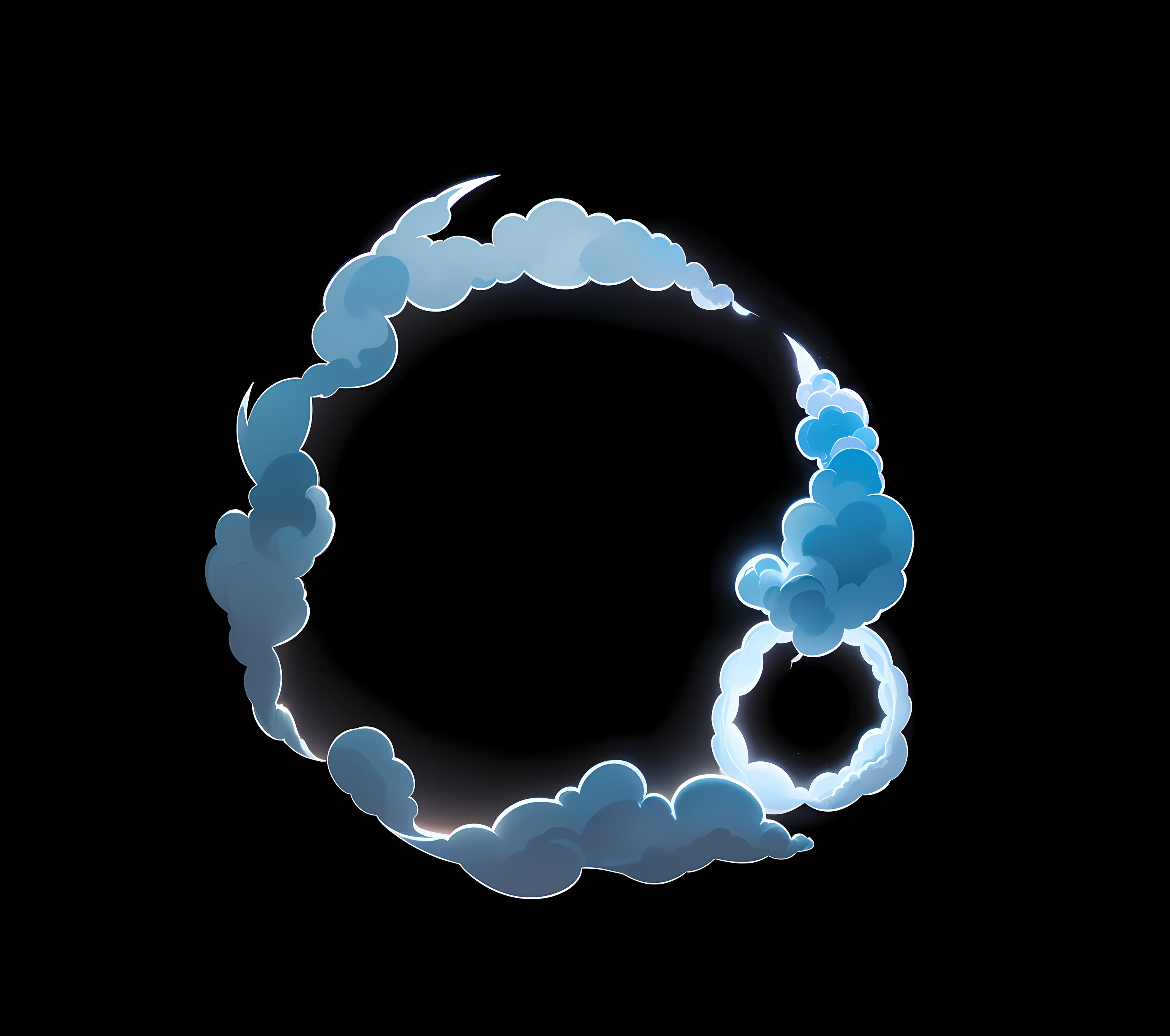 There is a circle made up of clouds,with a black background,Simple background --auto