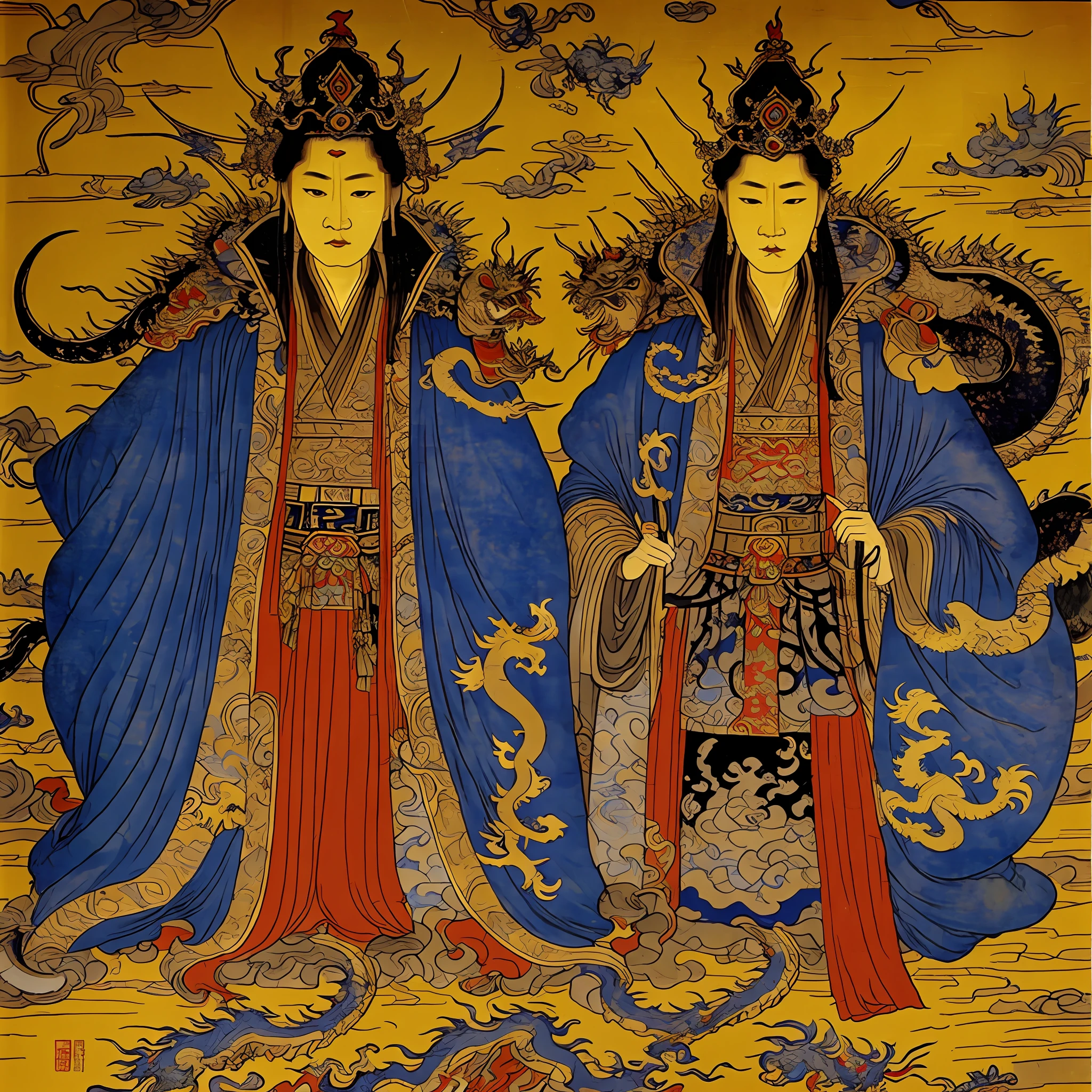 Ming Dynasty Emperor Zhu Yuanzhang，Wear a crown，Wear dragon robes，Sit in the main hall --auto
