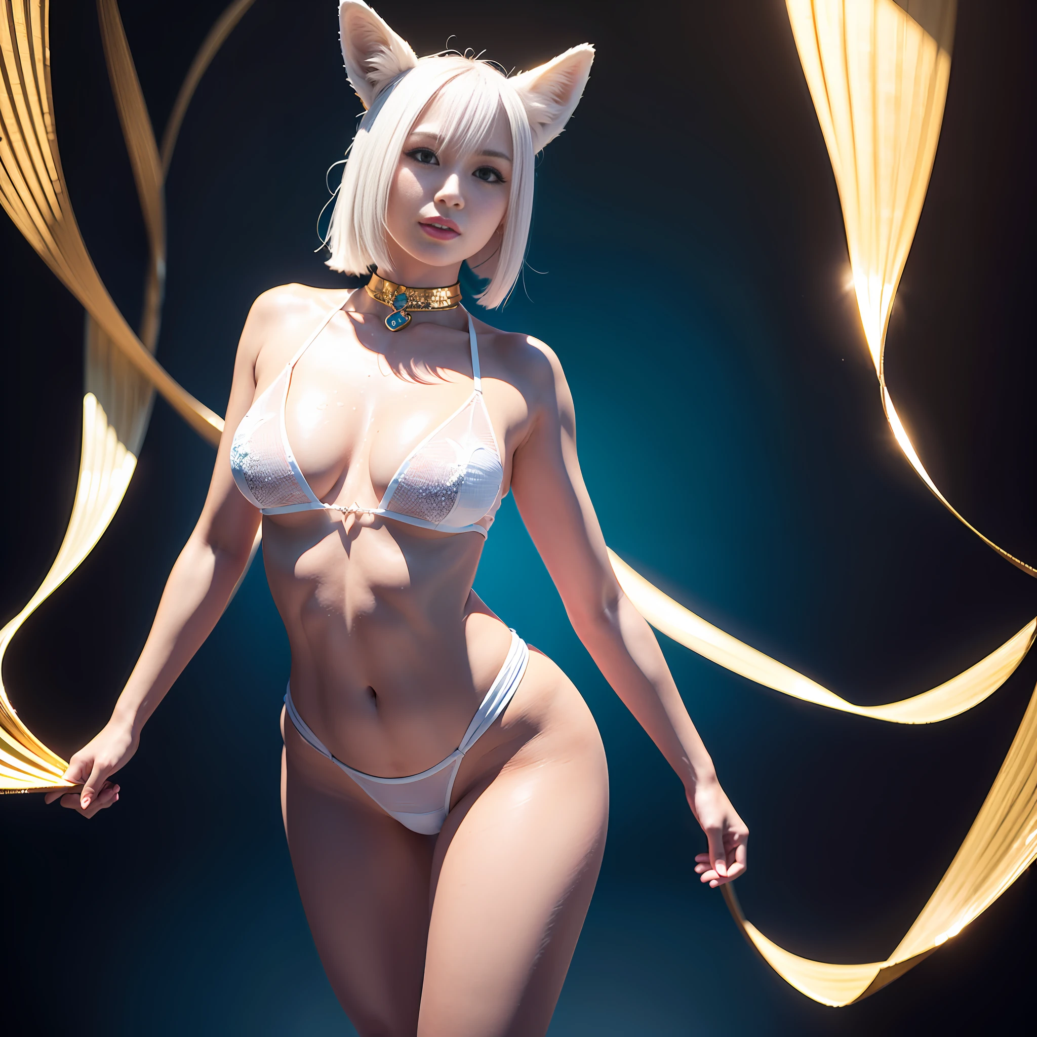 Korean, masterpiece, best quality, high quality, extremely detailed CG unity 8k wallpaper, (realistic, Photo real: 1.3), (RAW photo: 1.2), woman body set medium breasts, breast exposure, breast increased highlights, body full of sweat, wet body, breast full and natural, plump breasts, tender complexion, buttocks upturned, (blue flame burning in hand), (transparent tong), surreal, 8K, raw photo, film grain, super high resolution, super detail, tall, very clear face, slender long legs, a pair of snow-white slender beautiful legs, like ivory carved jade legs, perfect proportion and length, stunning face, melon seed face, qiong nose cherry lips, eyebrows picturesque, amorous, charming, slender and slender waist, close-up of a woman in gold and white outfit, super detailed rendering, 3 D rendering character art 8 K, complex white and gold armor, complete samurai armor fox, high detail iconic character, 8K rendering", octane rendering", octane rendering, super detailed octane rendering, super detailed octane rendering, super detailed 3 d rendering, futuristic style fox demon --auto --s2