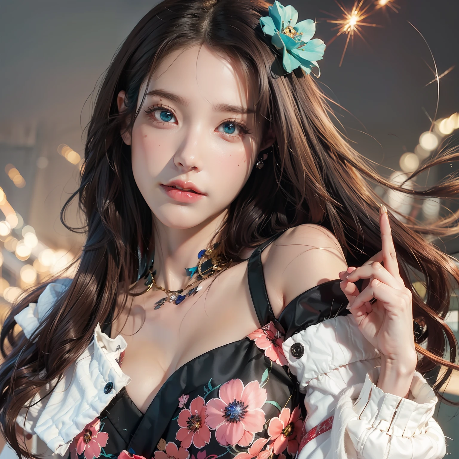 Gradient Hair, hair flaps, expressive hair, floating hair, hair strand, long hair, jeweled branch of hourai, crescent hair ornament, kanzashi, gradient eyes, amber eyes, aqua eyes, full blush, jitome, Verism, depth offield、, cinematic Lighting, spark, Raytracing, bust chart, F/1.2, Sony FE GM, UHQ, Retina, master masterpiece,, ccurate, Anatomically Correct, textured skin, super-detail, highdetailed, high qualitt, prizewinning, best quarity, great resolution, 8k