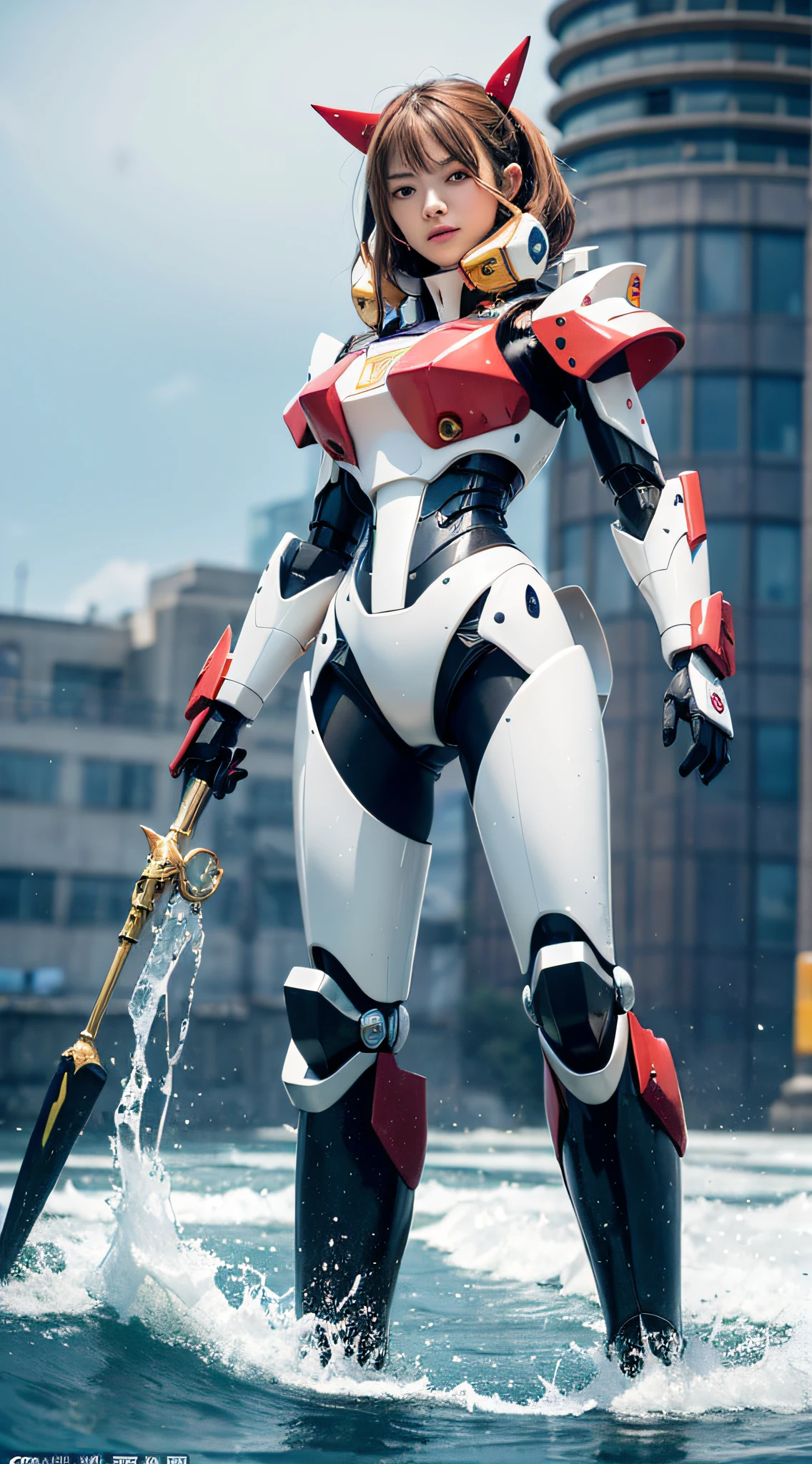 (best quality),(masterpiece),an extremely delicate and beautiful girl,extremely detailed,Amazing,finely detail,official art,ultra-detailed,highres,beautiful detailed girl,light on face, a girl standing in front of a dragon,long,no humans,dragon,(floating hair),mecha,(mechanical mecha),yushuishu,water,waves,Filled with water energy,Mecha all,Honey Mecha,machinery
