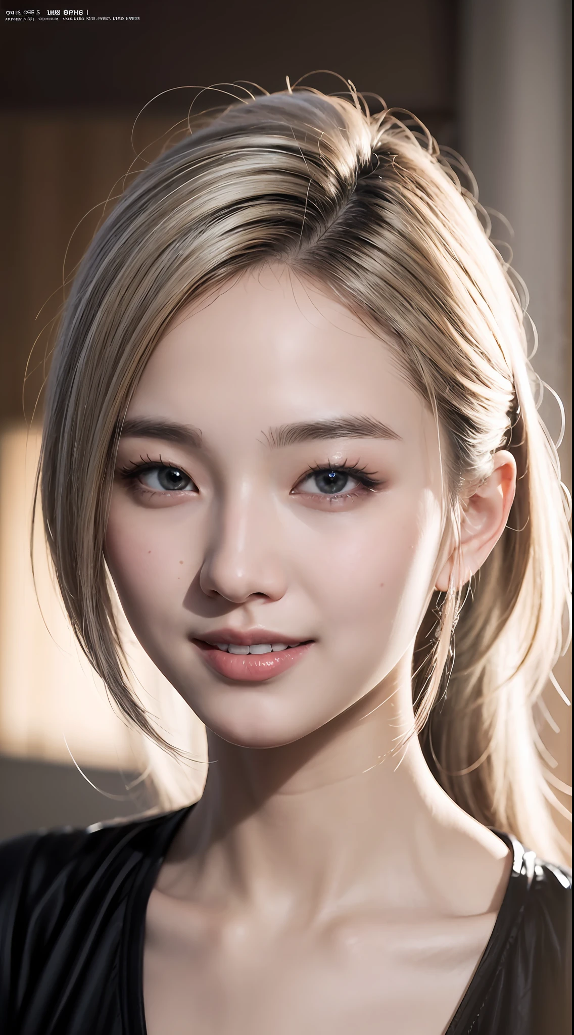 8k, best quality, masterpiece, realistic, ultra detail, photography, HDR, ROW photo, highres, absurdres, cinematic light, official art, depth of field,
close-up, slender, cute face, smile, beautiful details eyes, 19years old korean, pretty, Mohawk with silver color,
