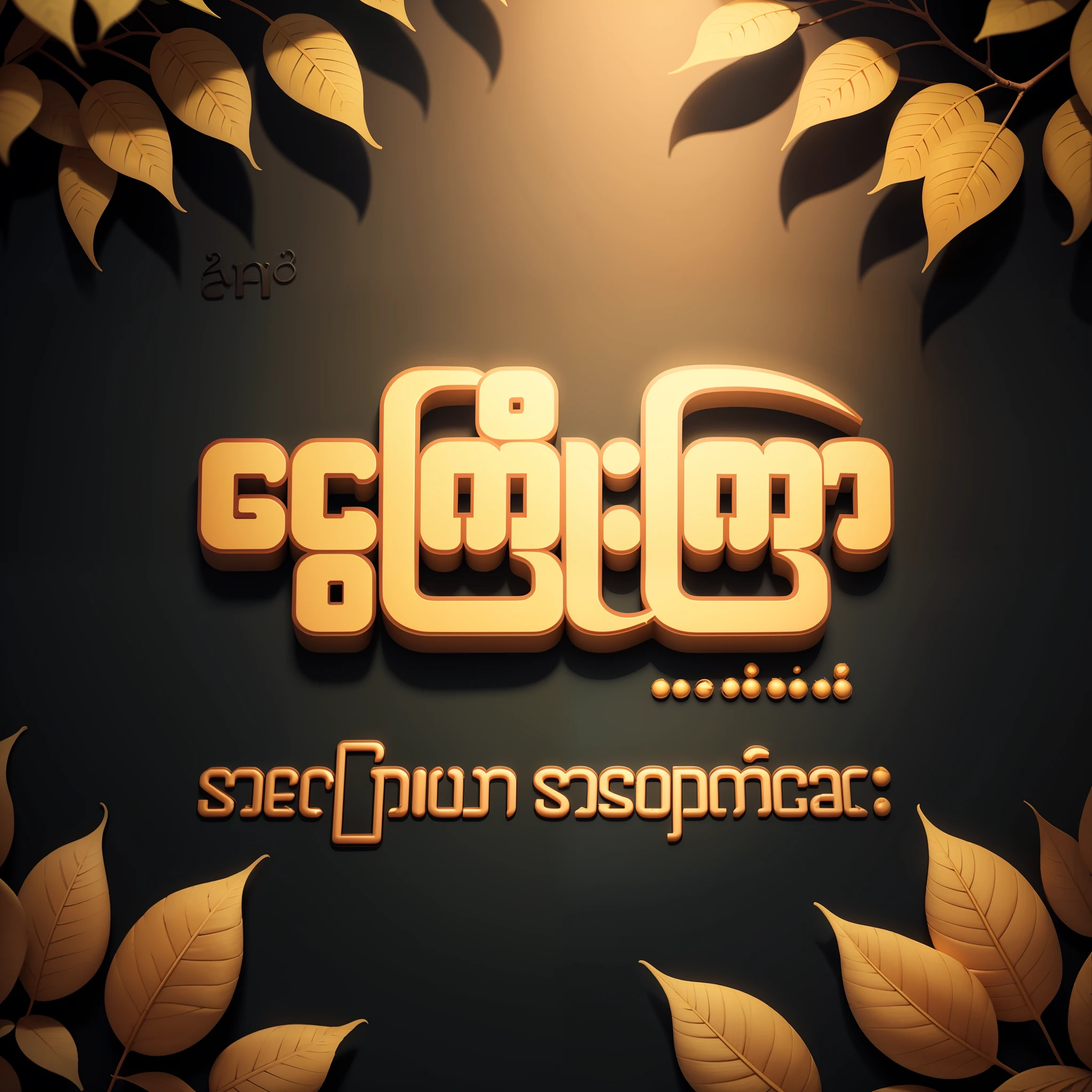 A 3D golden text among lots of leaves