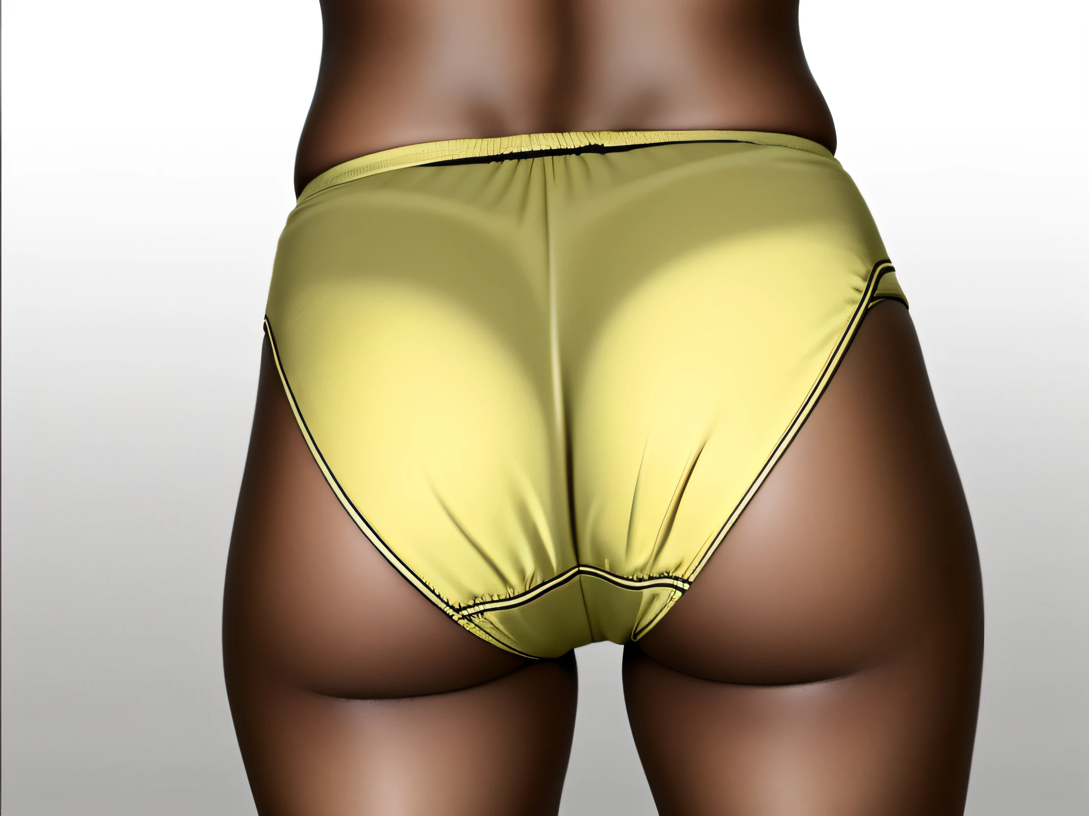 Thick Black woman in yellow cotton panties, photo realistic, intricate details