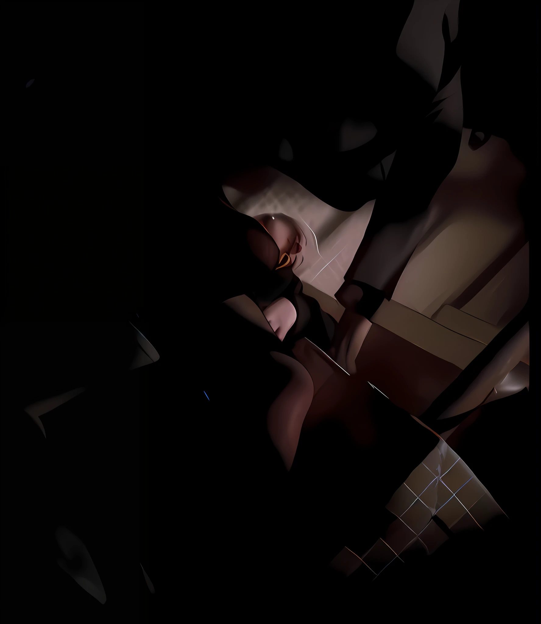 there is a woman sitting on a bed with a remote control, cutscene, dimly lit scene, ( ( 3 d render ) ), detailed cinematic shot, cutscene footage, ( ( ( ( 3 d render ) ) ) ), high quality screenshot, rendered in pov - rays, hard light digital painting, low detailed. digital paintting, still from animated horror movie