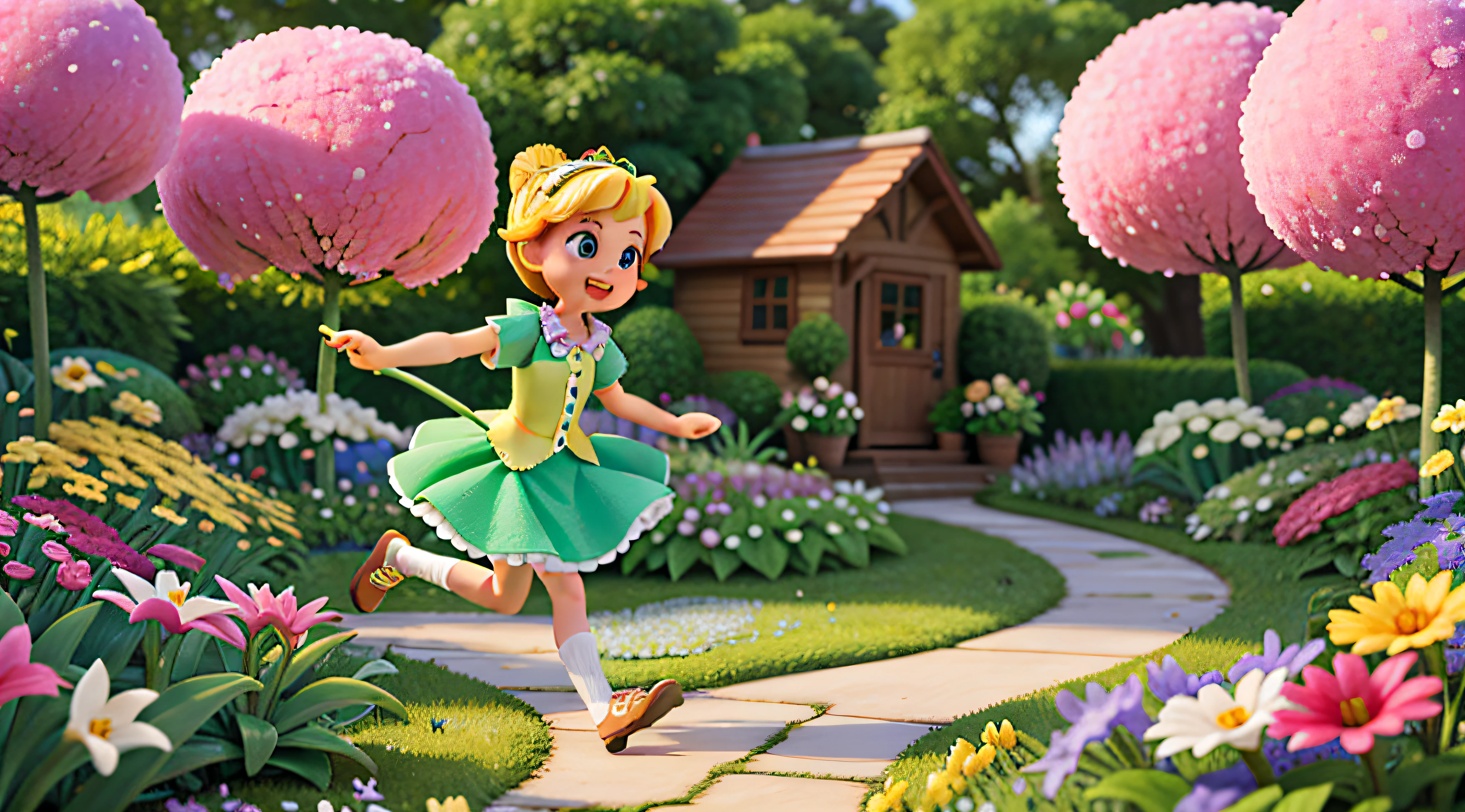 Lily, a lover of flowers, wished for a garden that bloomed all year round. Tinkerbell twirled her wand, and instantly, the meadow transformed into a magnificent garden, bursting with blossoms of every color and scent. Lily's eyes sparkled with delight as she ran through the flower-filled paradise.