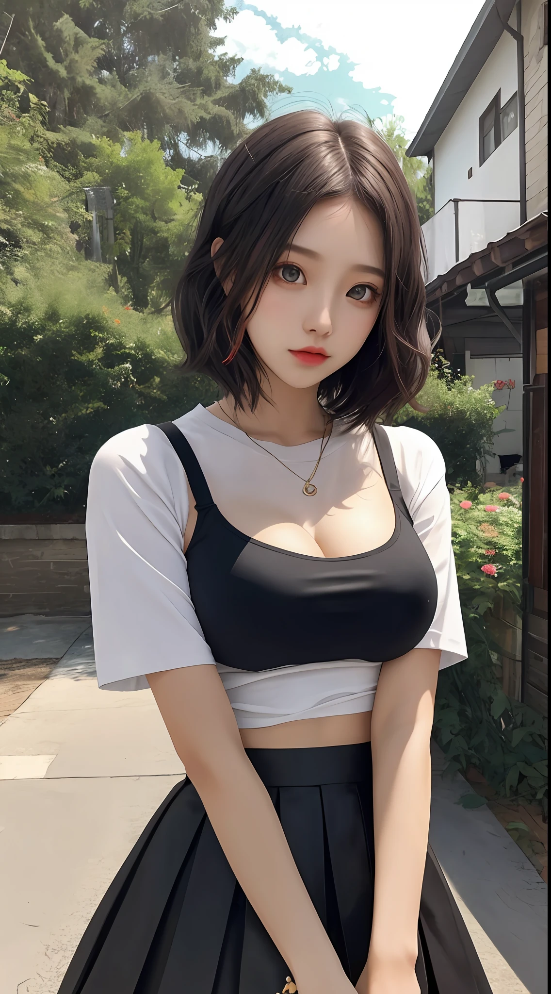 gal girl, single, the best quality t, upper body, beatiful, pretty, radiantly, Breasts Large,Short colorful hair,tight skirt